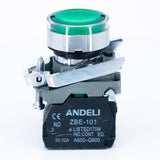 Botón pulsador iluminado, bastidor metálico