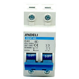 Interruptor termomagnético 2 polos para riel