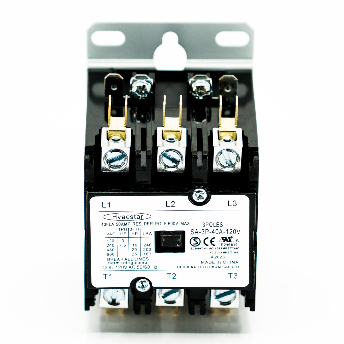 Contactor de propósito definido, 3 polos, 40 amp, terminales de caja con tornillo