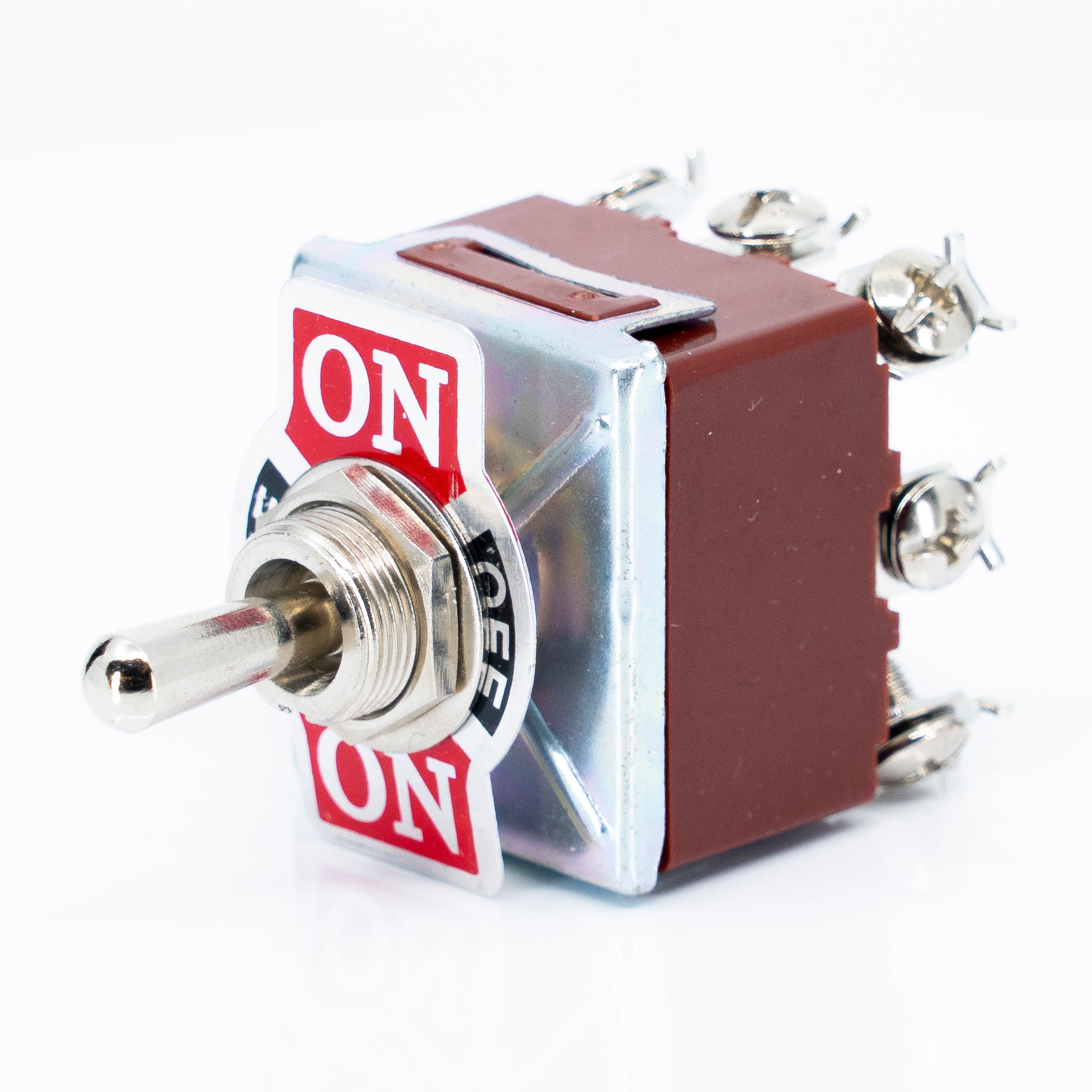 Interruptores de palanca metálica, 15A, 250VCA, cuello de 12mm, terminales tornillo