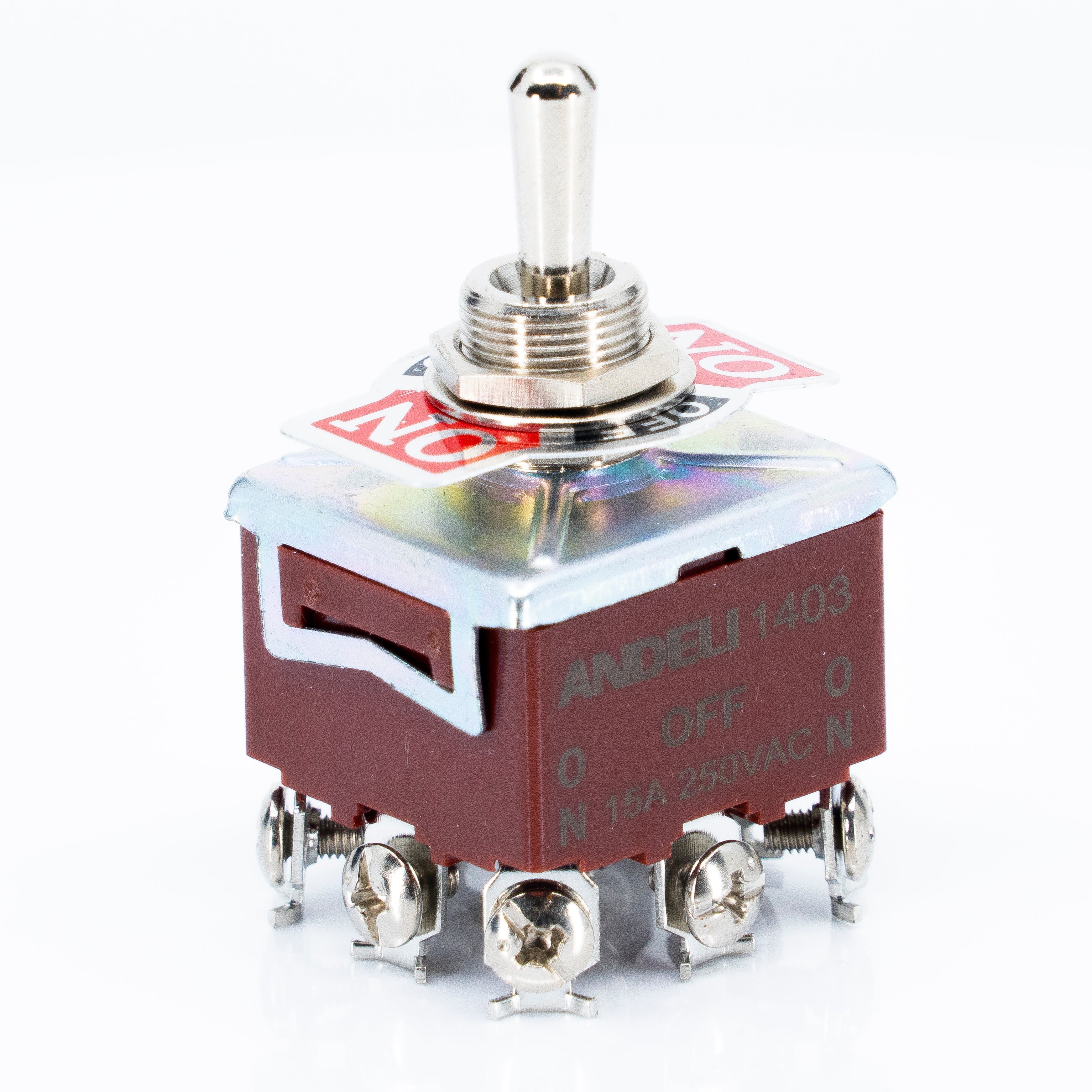 Interruptores de palanca metálica, 15A, 250VCA, cuello de 12mm, terminales tornillo