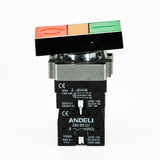 Pulsador doble, iluminado, bastidor metálico, 1CNA + 1CNC, 10A/400VCA resistivos (incluye foco ba9s)