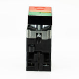 Pulsador doble, iluminado, bastidor metálico, 1CNA + 1CNC, 10A/400VCA resistivos (incluye foco ba9s)
