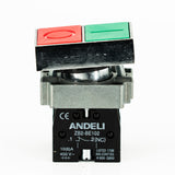 Pulsador doble, no iluminado, bastidor metálico, 1CNA + 1CNC, 10A/400VCA resistivos