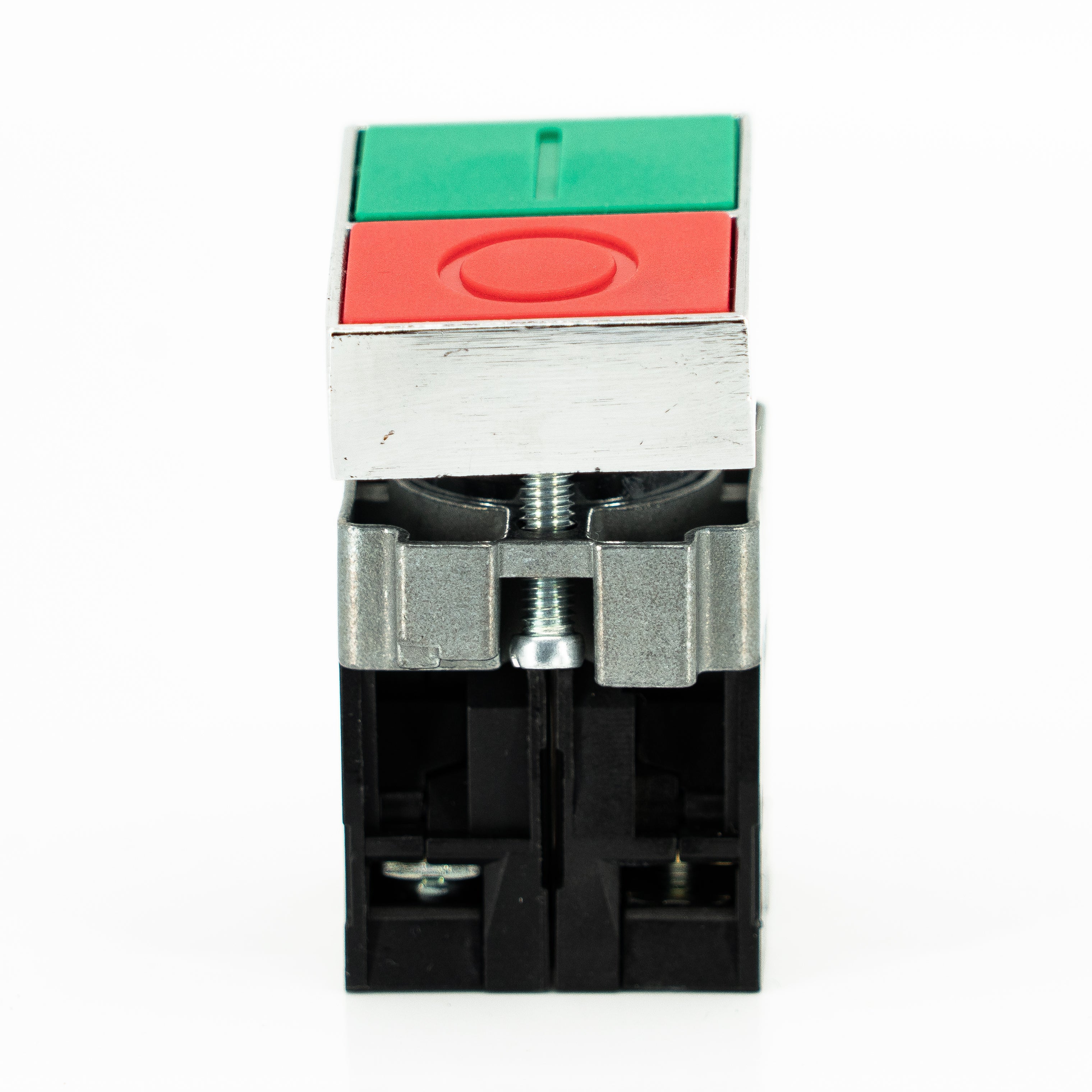 Pulsador doble, no iluminado, bastidor metálico, 1CNA + 1CNC, 10A/400VCA resistivos