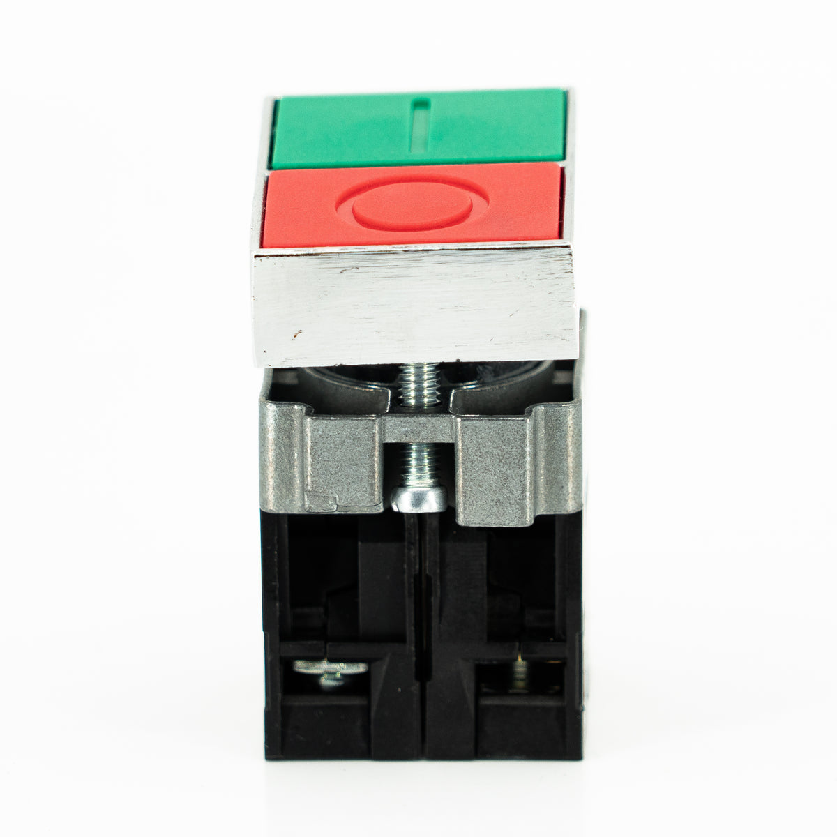 Pulsador doble, no iluminado, bastidor metálico, 1CNA + 1CNC, 10A/400VCA resistivos