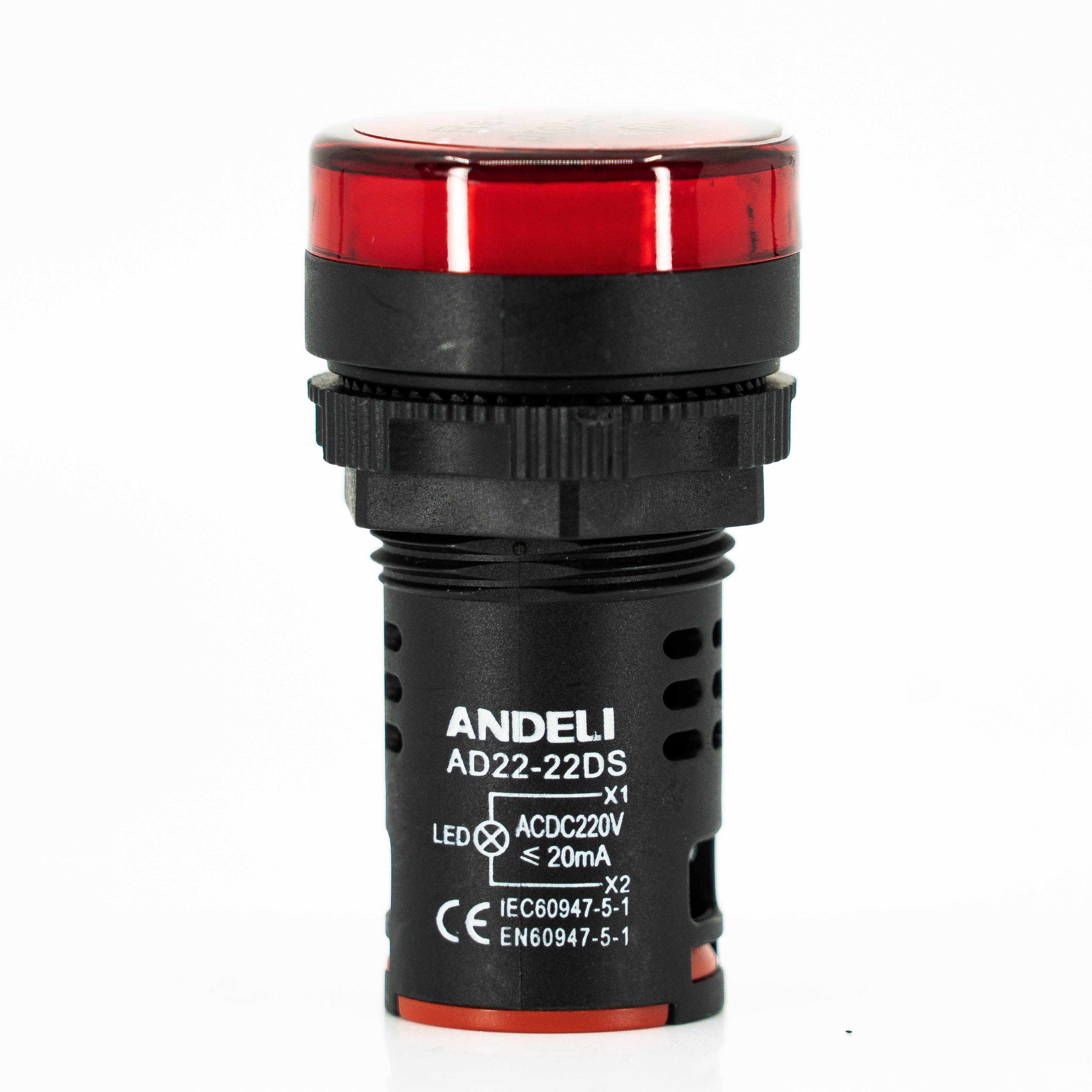 Lampara piloto, tipo led, cuerpo plastico, lente rojo