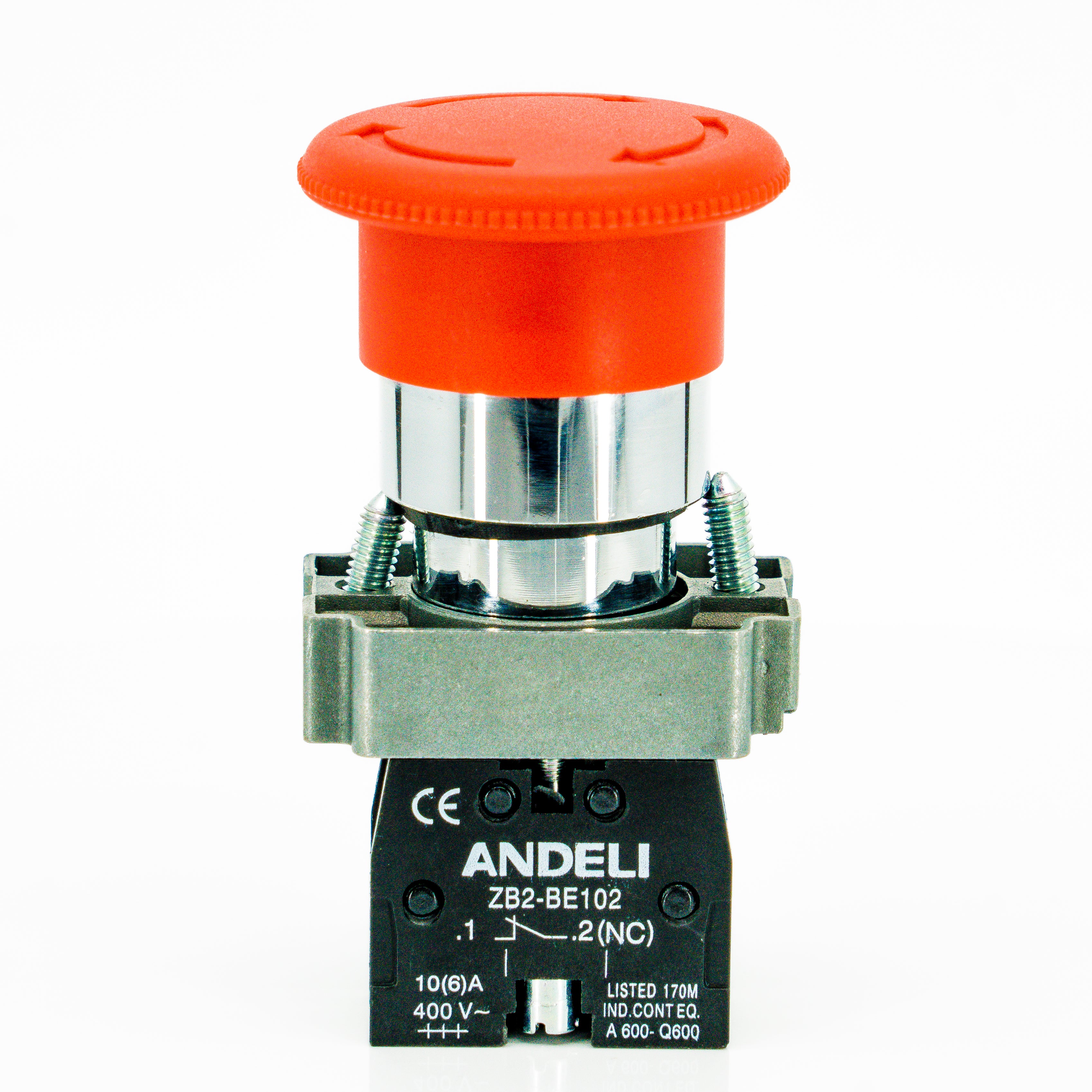 Botón pulsador hongo 40mmØ, retención giro, rojo, 1CNC