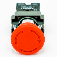 Botón pulsador hongo 40mmØ, retención giro, rojo, 1CNC