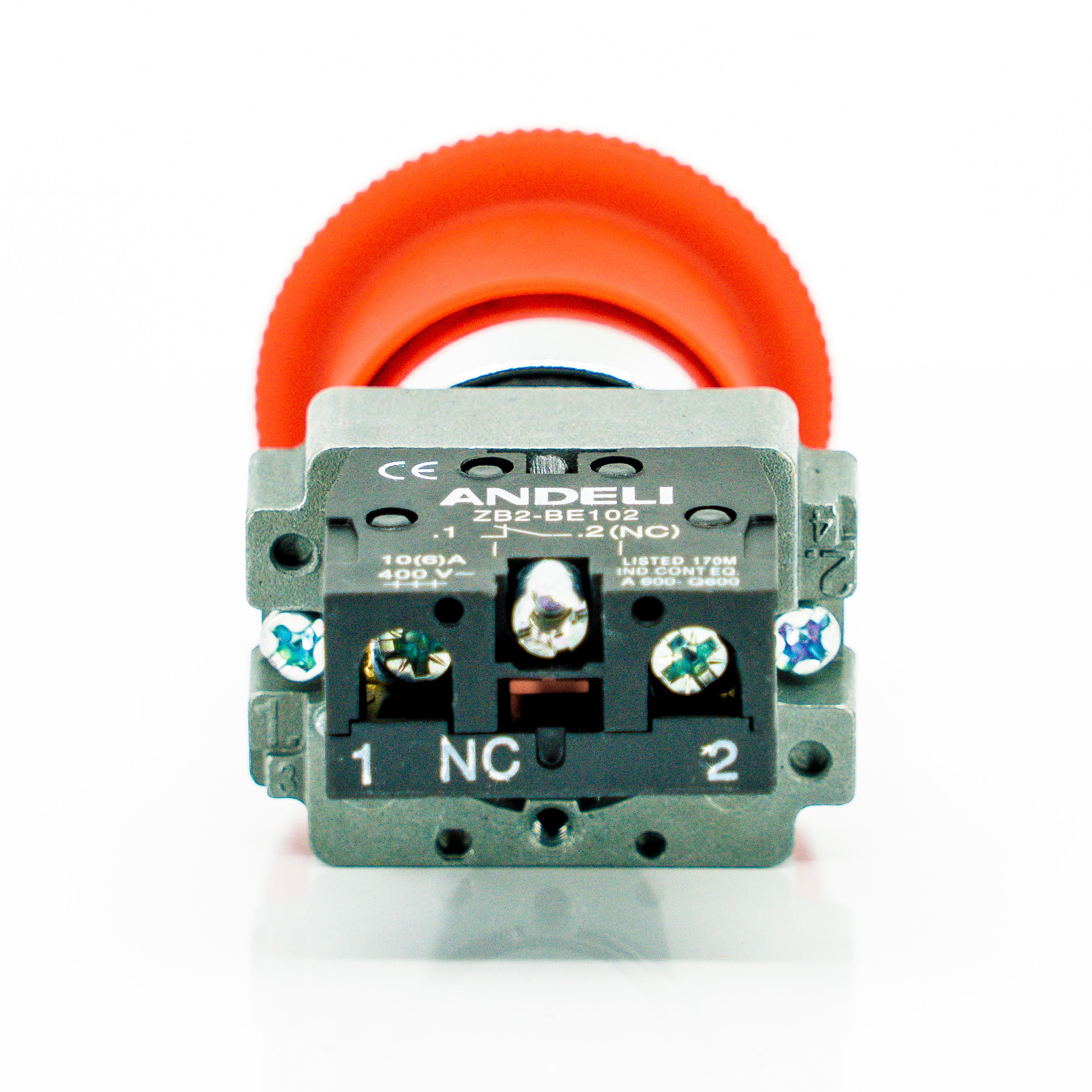 Botón pulsador hongo 40mmØ, retención giro, rojo, 1CNC