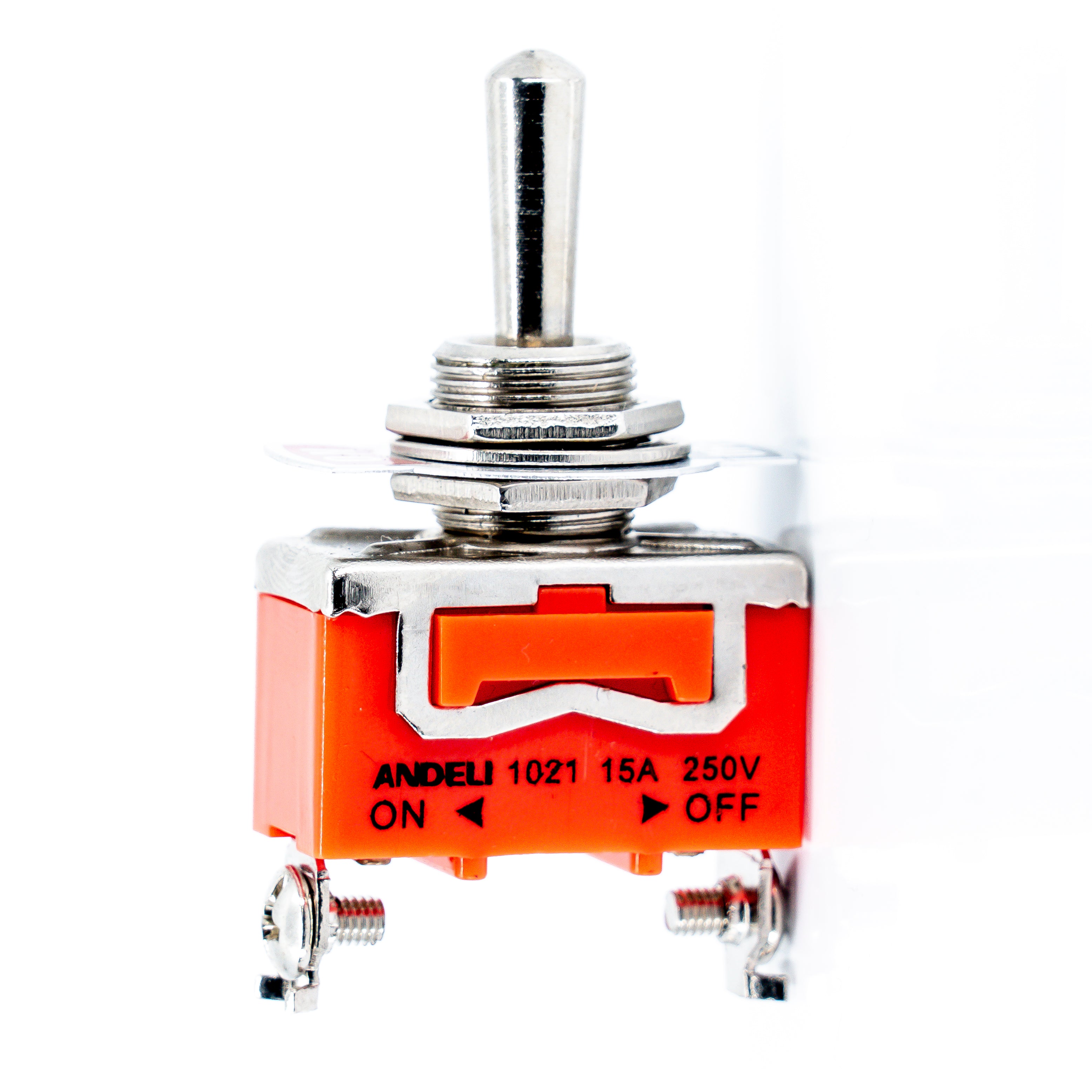 Interruptores de palanca metálica, 15A, 250VCA, cuello de 12mm, terminales tornillo