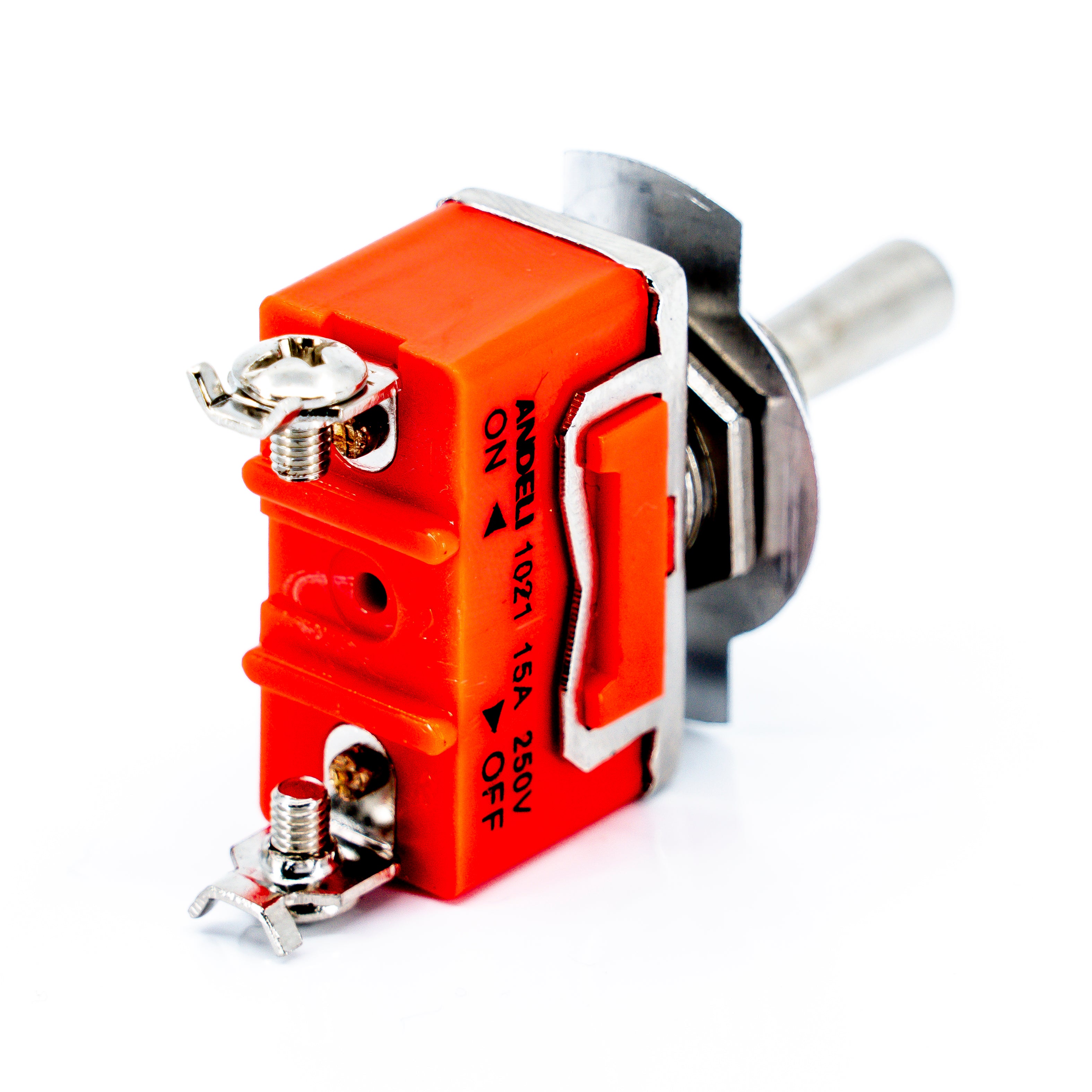 Interruptores de palanca metálica, 15A, 250VCA, cuello de 12mm, terminales tornillo