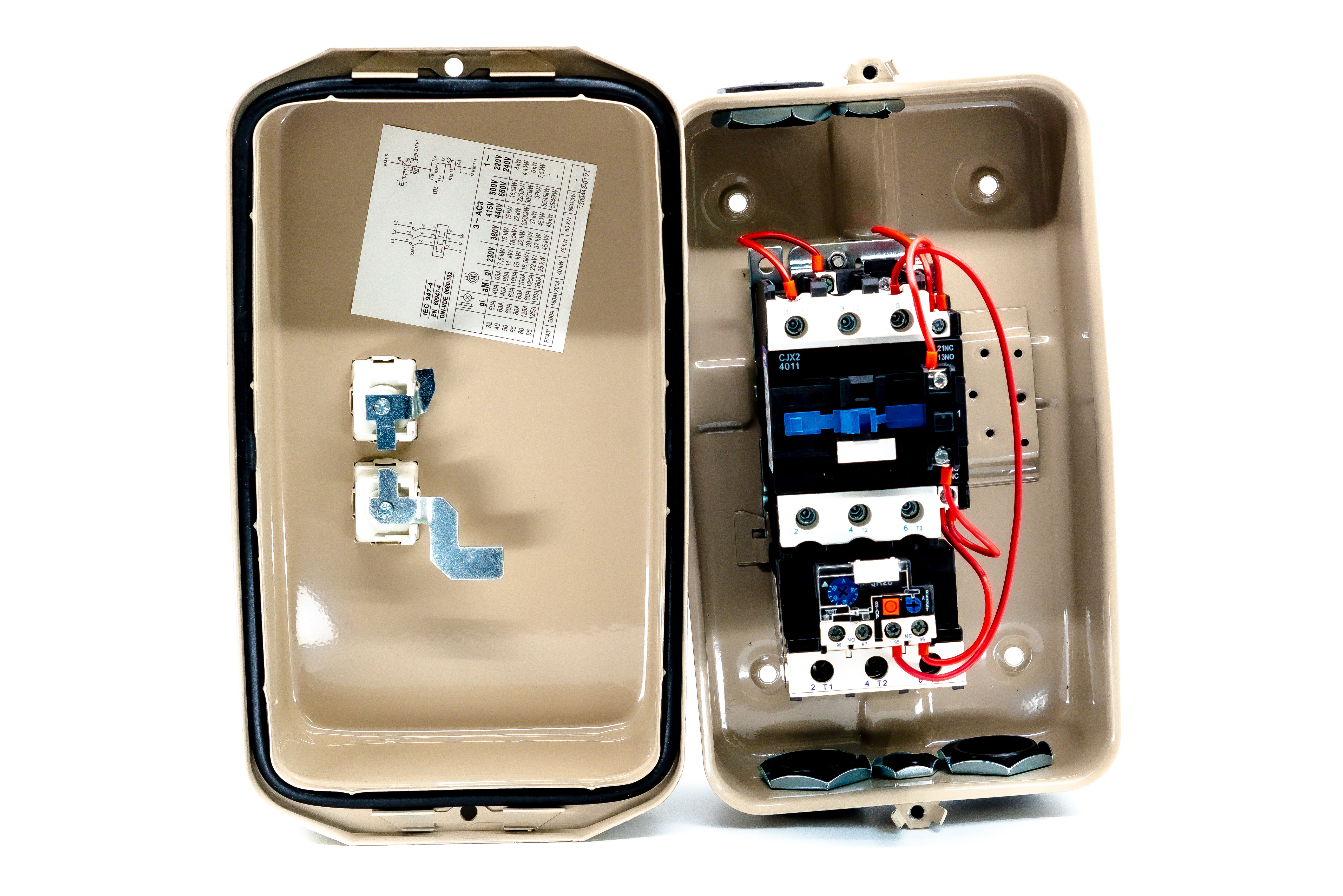 Arrancador magnético tripolar a tensión plena en gabinete con 2 botones (Tamaño 3)