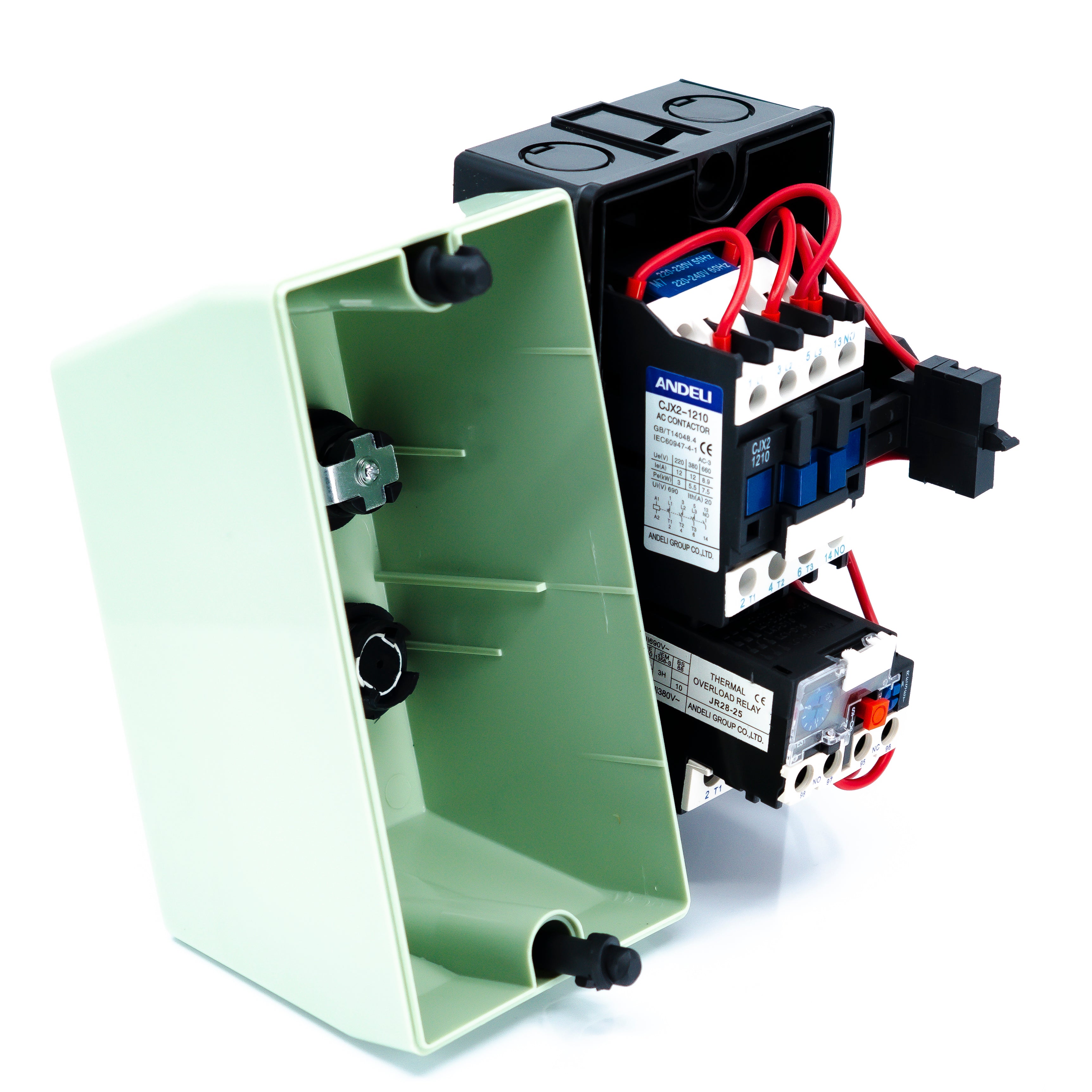 Arrancador magnético tripolar a tensión plena en gabinete con 2 botones (Tamaño 1)