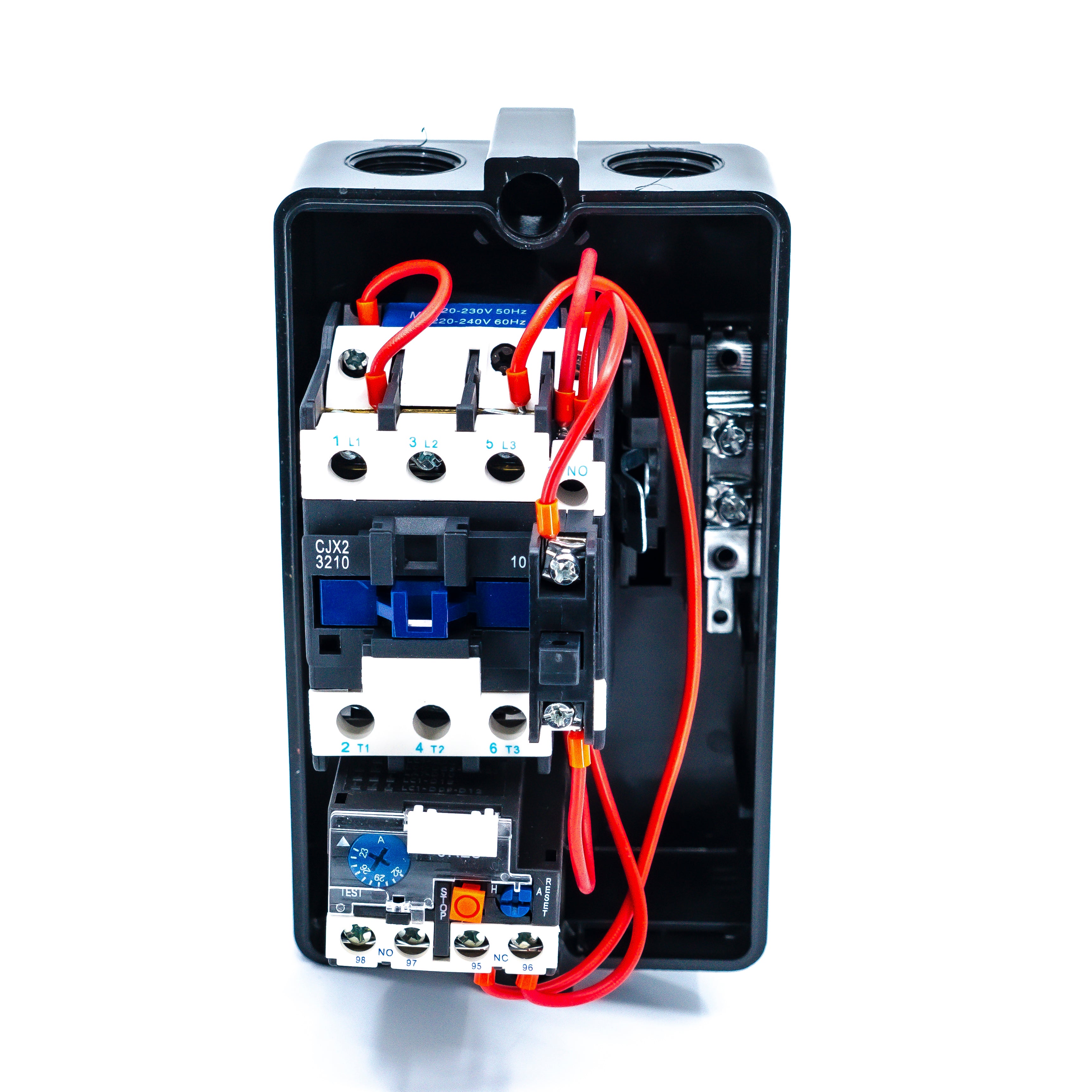 Arrancador magnético tripolar a tensión plena en gabinete con 2 botones (Tamaño 2)