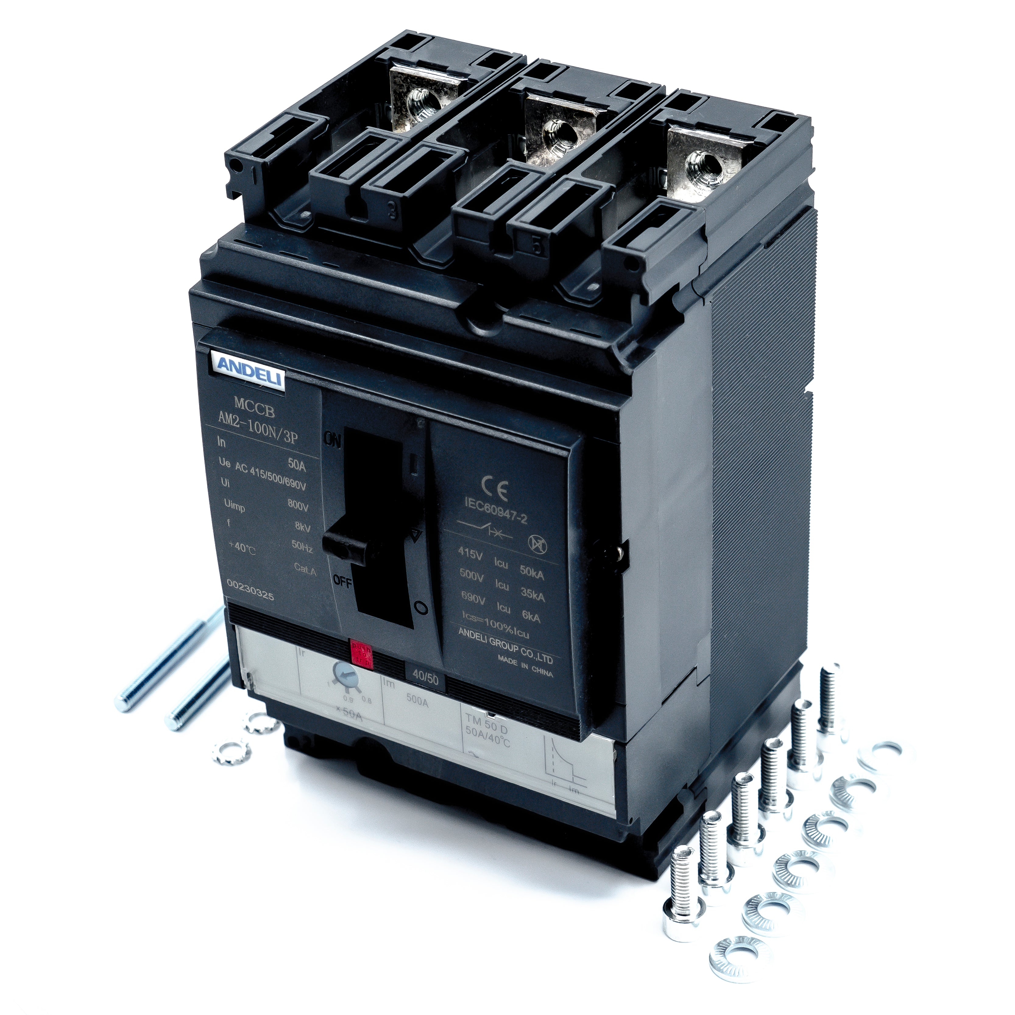 Interruptor termomagnetico, 3 polos, caja moldeada, amperaje ajustable, 105x158x100mm.