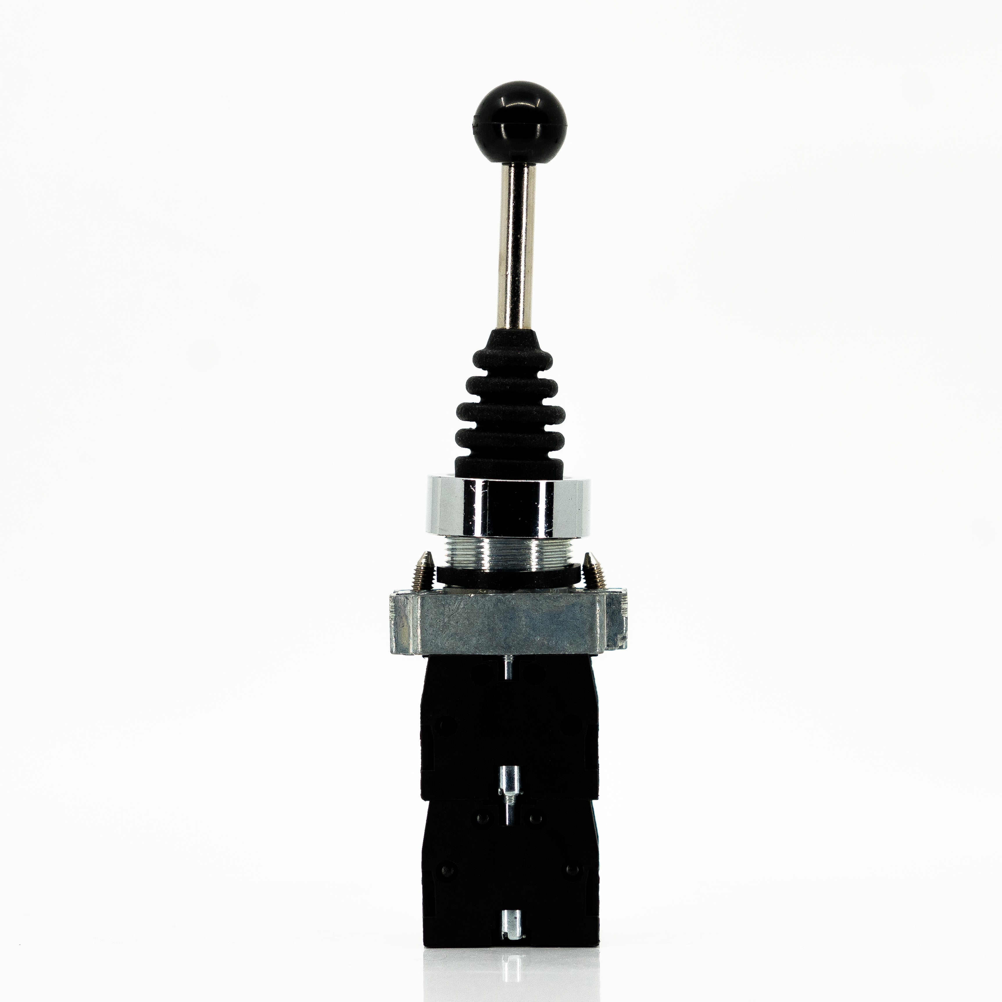 Selector palanca joystick, 4 direcciones momentaneas con retorno al centro, bastidor metálico, 10A/400VCA
