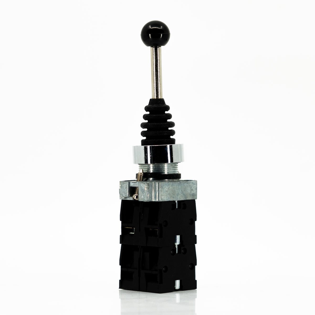 Selector palanca joystick, 4 direcciones fijas con centro, bastidor metálico, 10A/400VCA