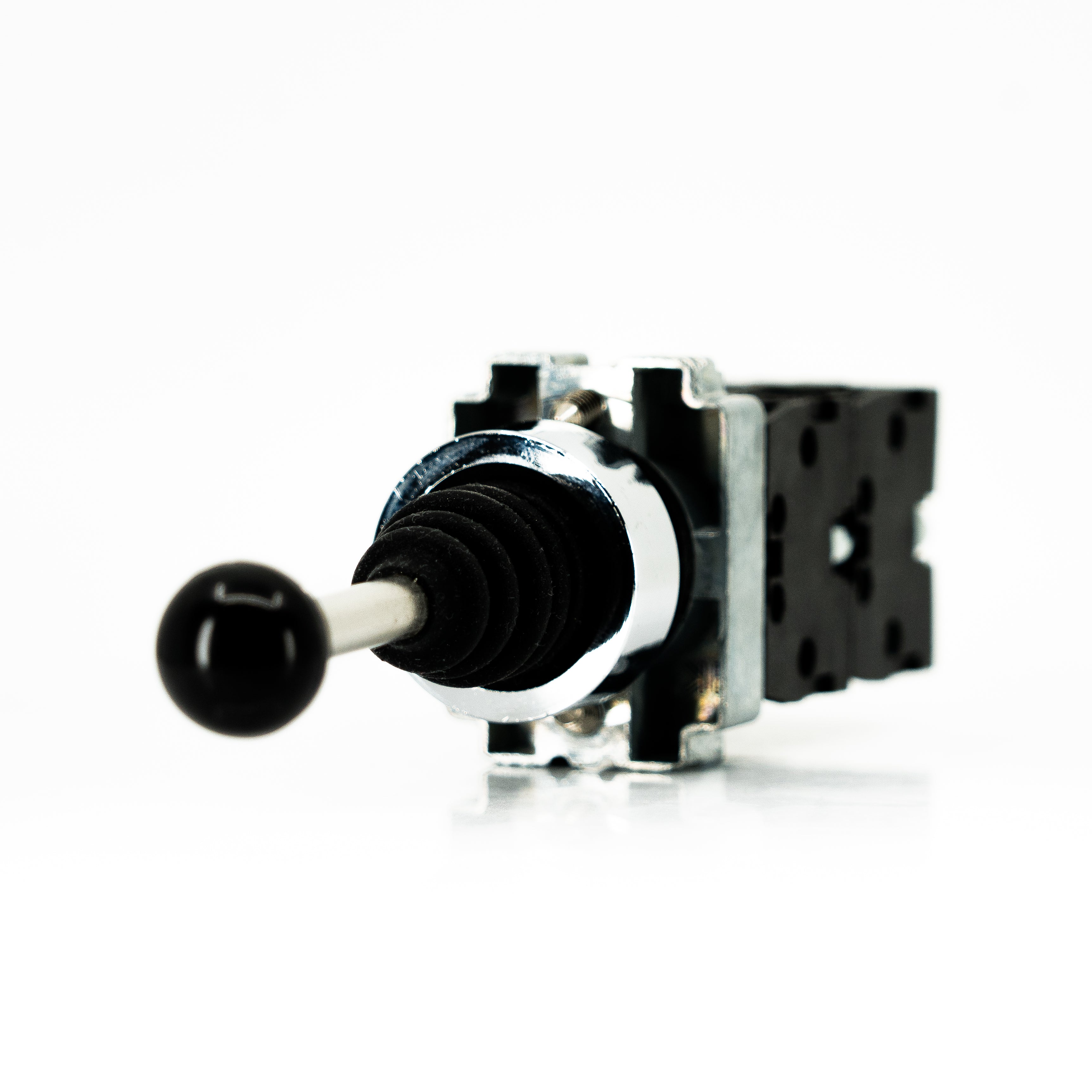 Selector palanca joystick, 4 direcciones fijas con centro, bastidor metálico, 10A/400VCA