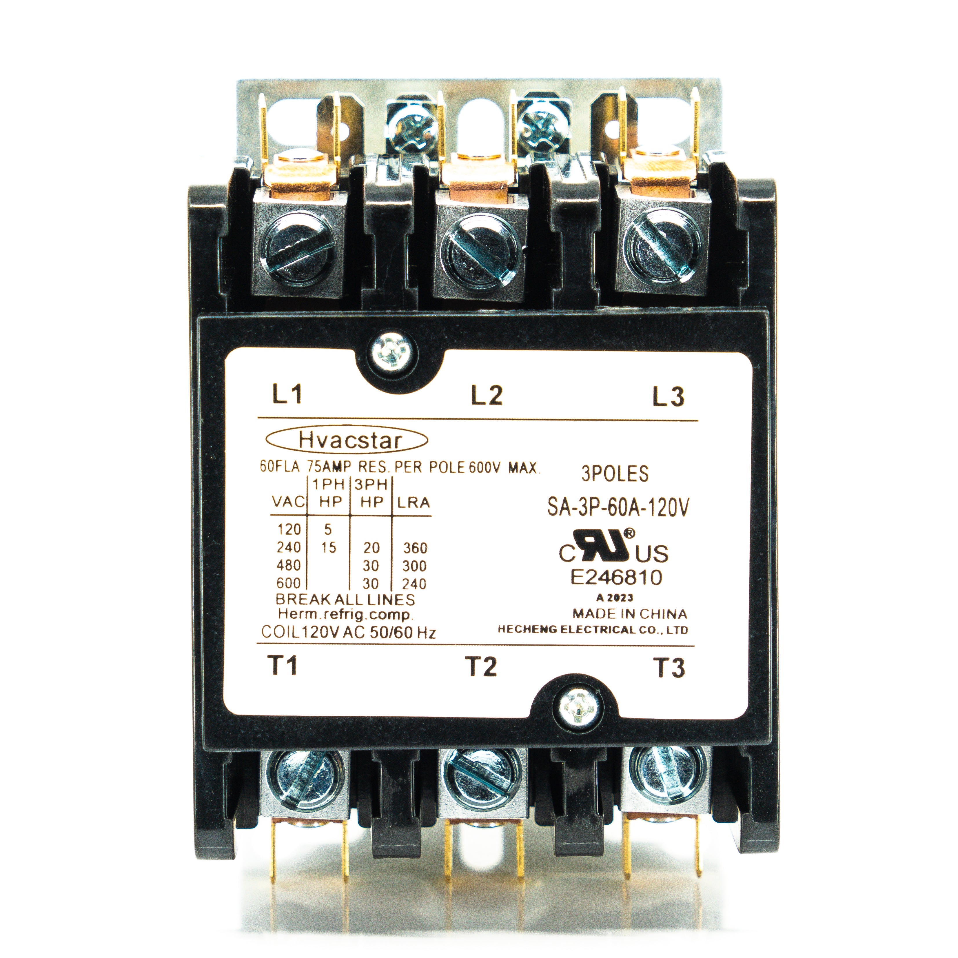 Contactor de propósito definido, 3 polos, 60 amp, terminales de caja con tornillo
