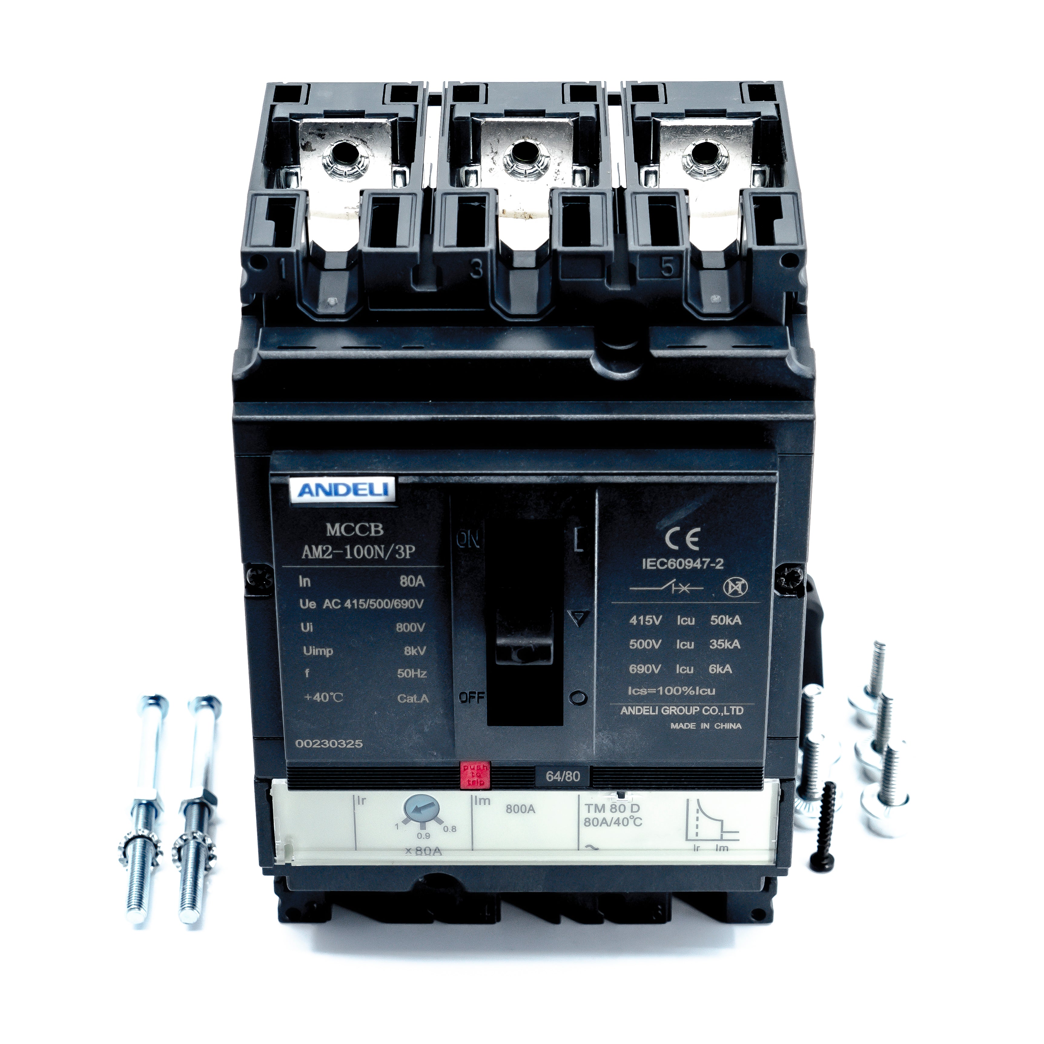 Interruptor termomagnetico, 3 polos, caja moldeada, amperaje ajustable, 105x158x100mm.