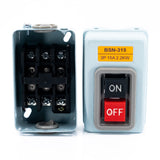 Arrancador manual trifásico, 15 Amp, en gabinete metálico, 2 botones negro y rojo (Arrancar - Parar)