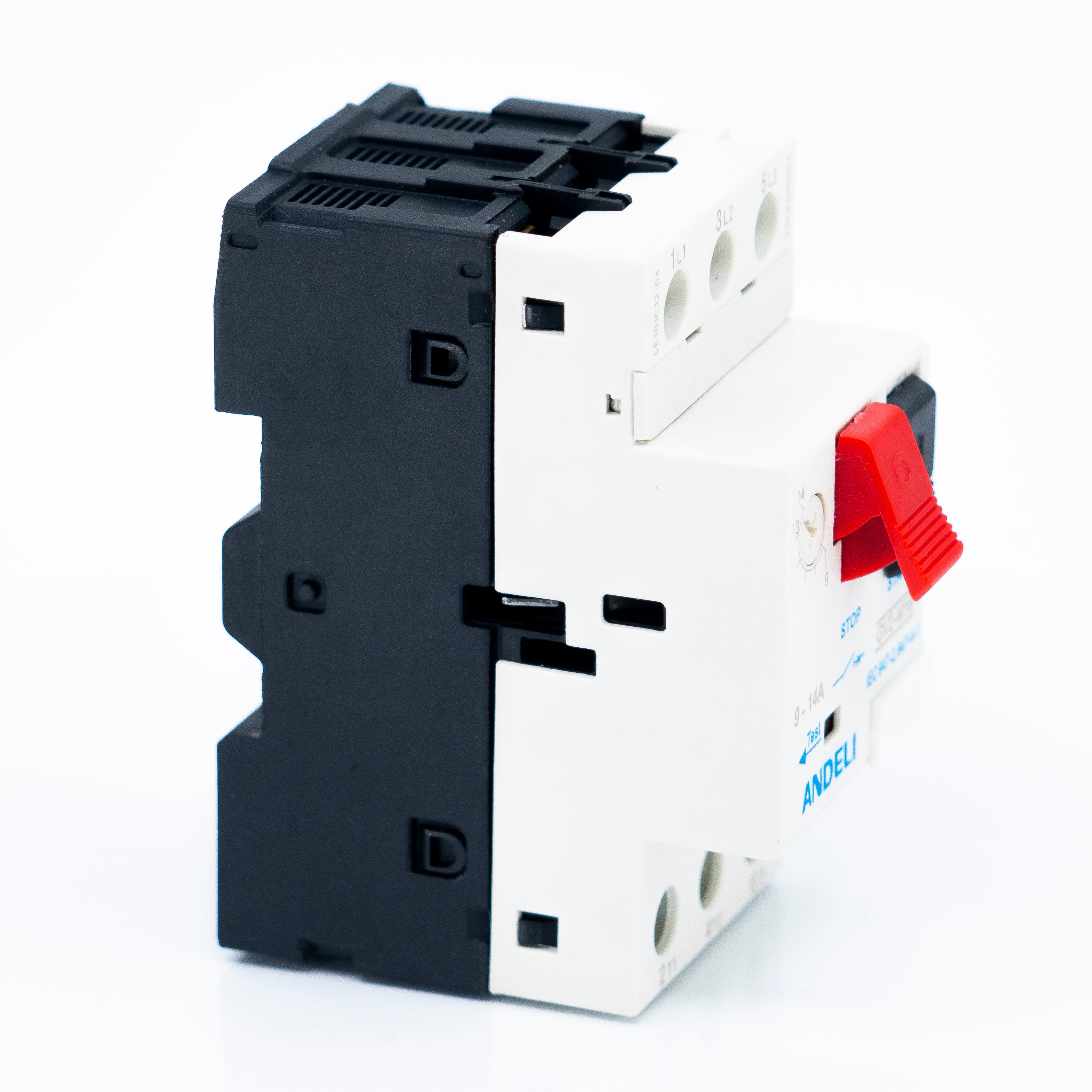 Guardamotor de capacidad interruptiva STD. para montaje en riel din, de operación manual por 2 balancines