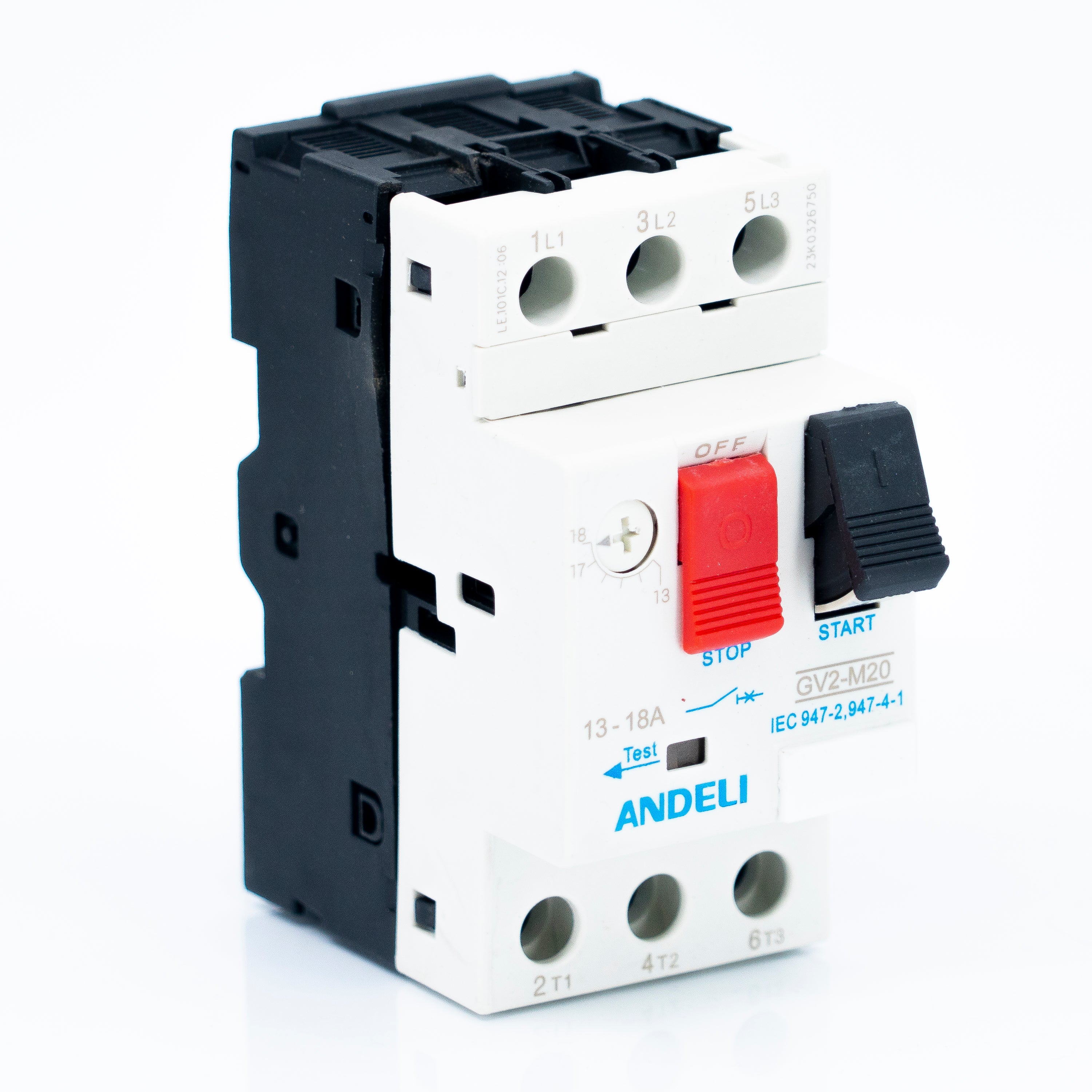 Guardamotor de capacidad interruptiva STD. para montaje en riel din, de operación manual por 2 balancines