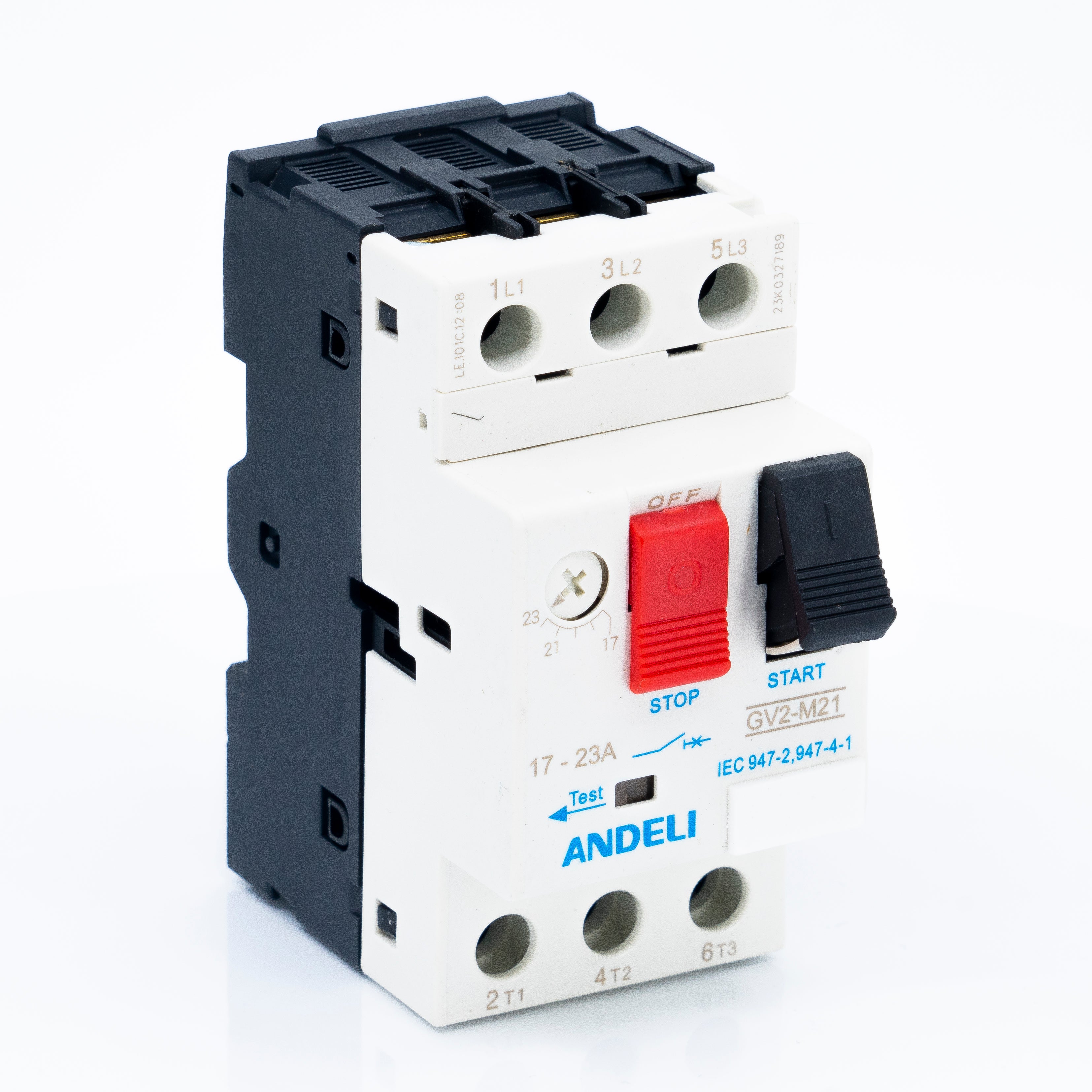 Guardamotor de capacidad interruptiva STD. para montaje en riel din, de operación manual por 2 balancines