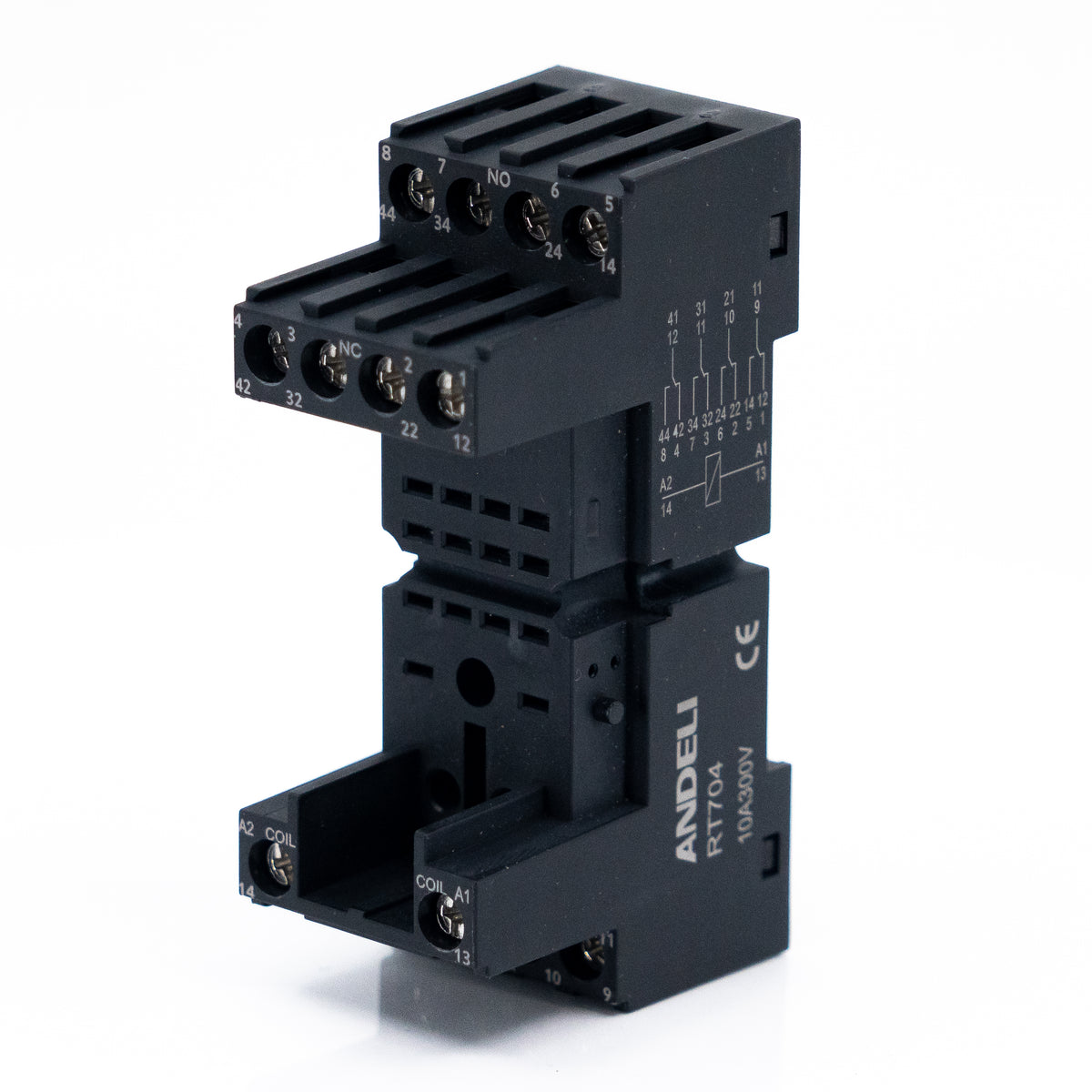 Base para relevador para riel DIN, adosada, 14 terminales planos de tornillo