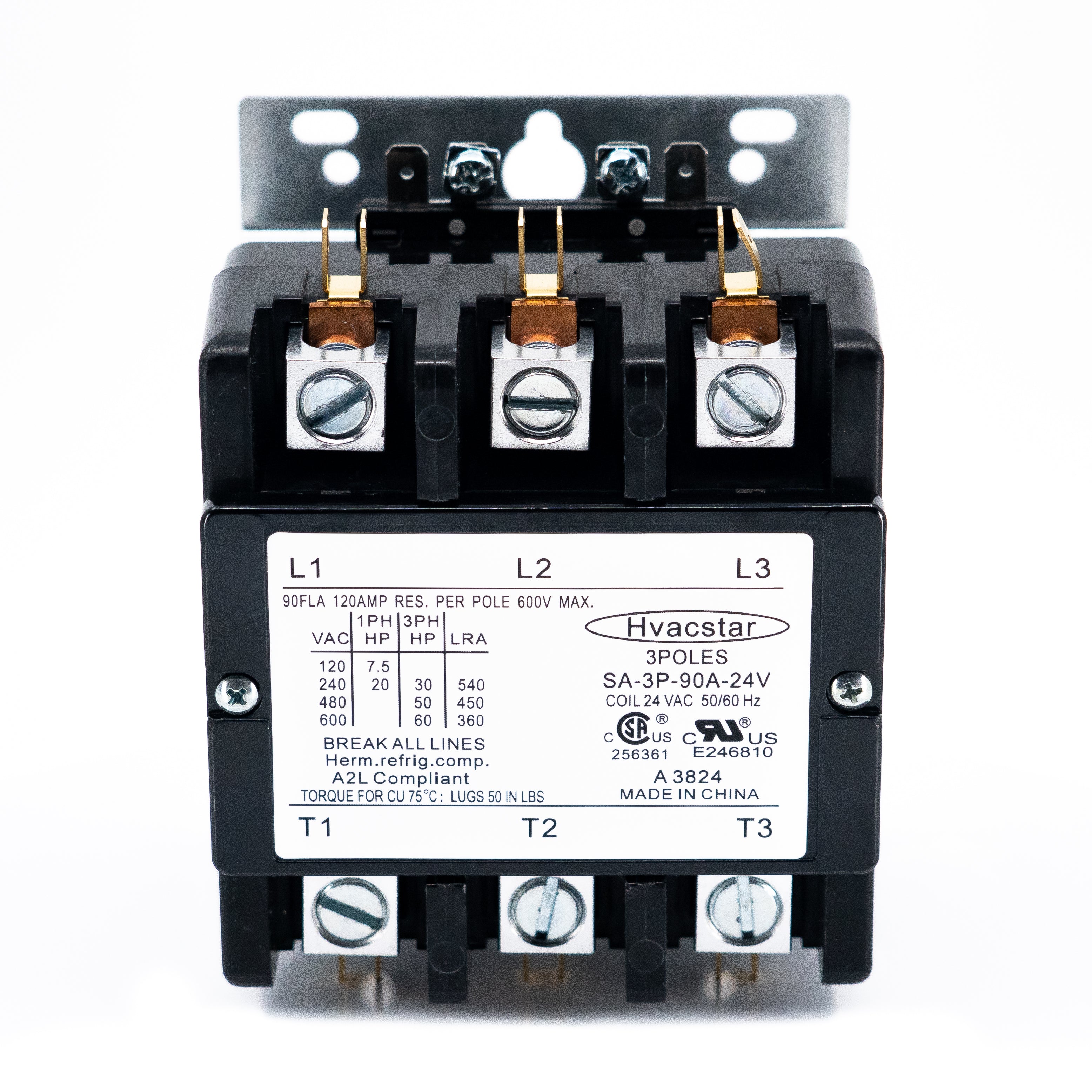 Contactor de propósito definido, 3 polos, 90 Amp, terminales de caja con tornillo