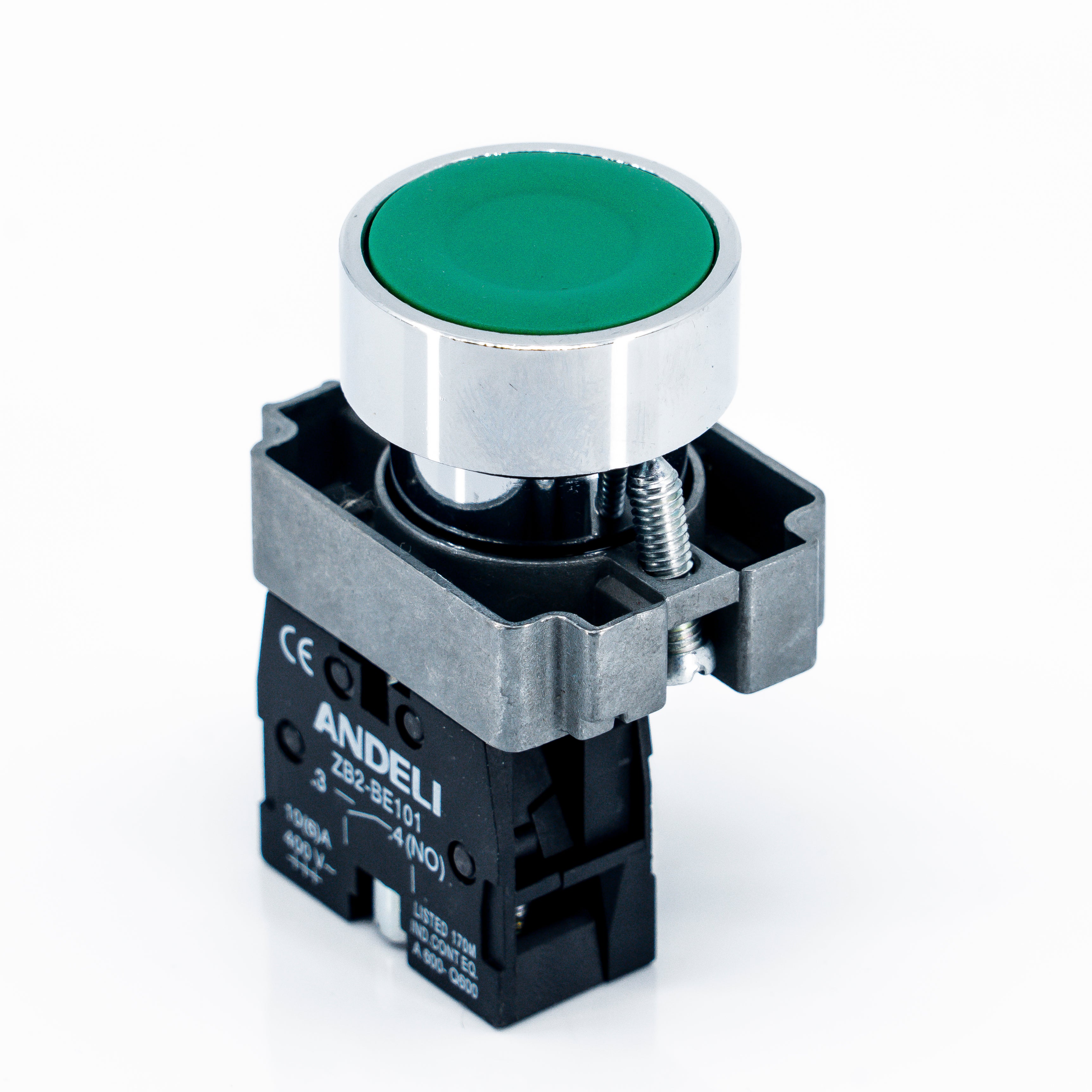 Botón pulsador, bastidor metálico