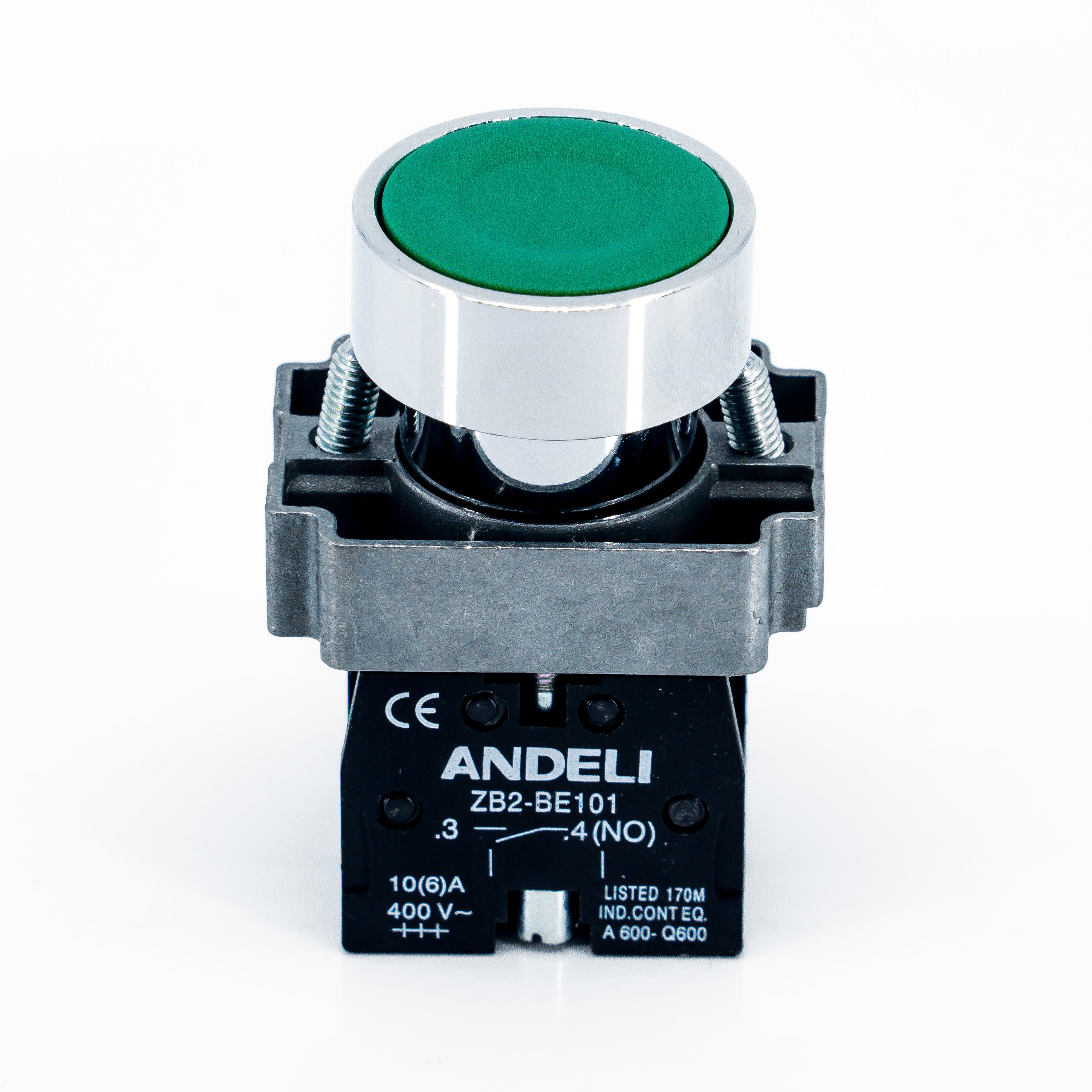 Botón pulsador, bastidor metálico