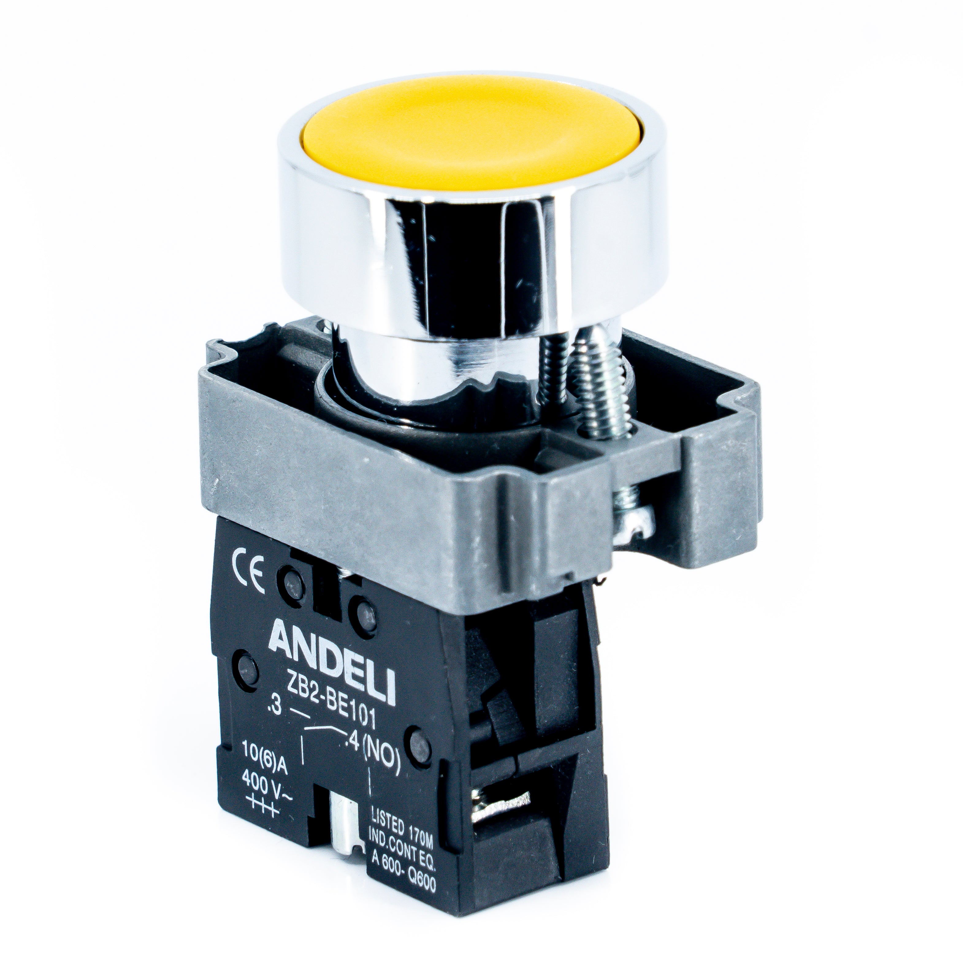 Botón pulsador, bastidor metálico