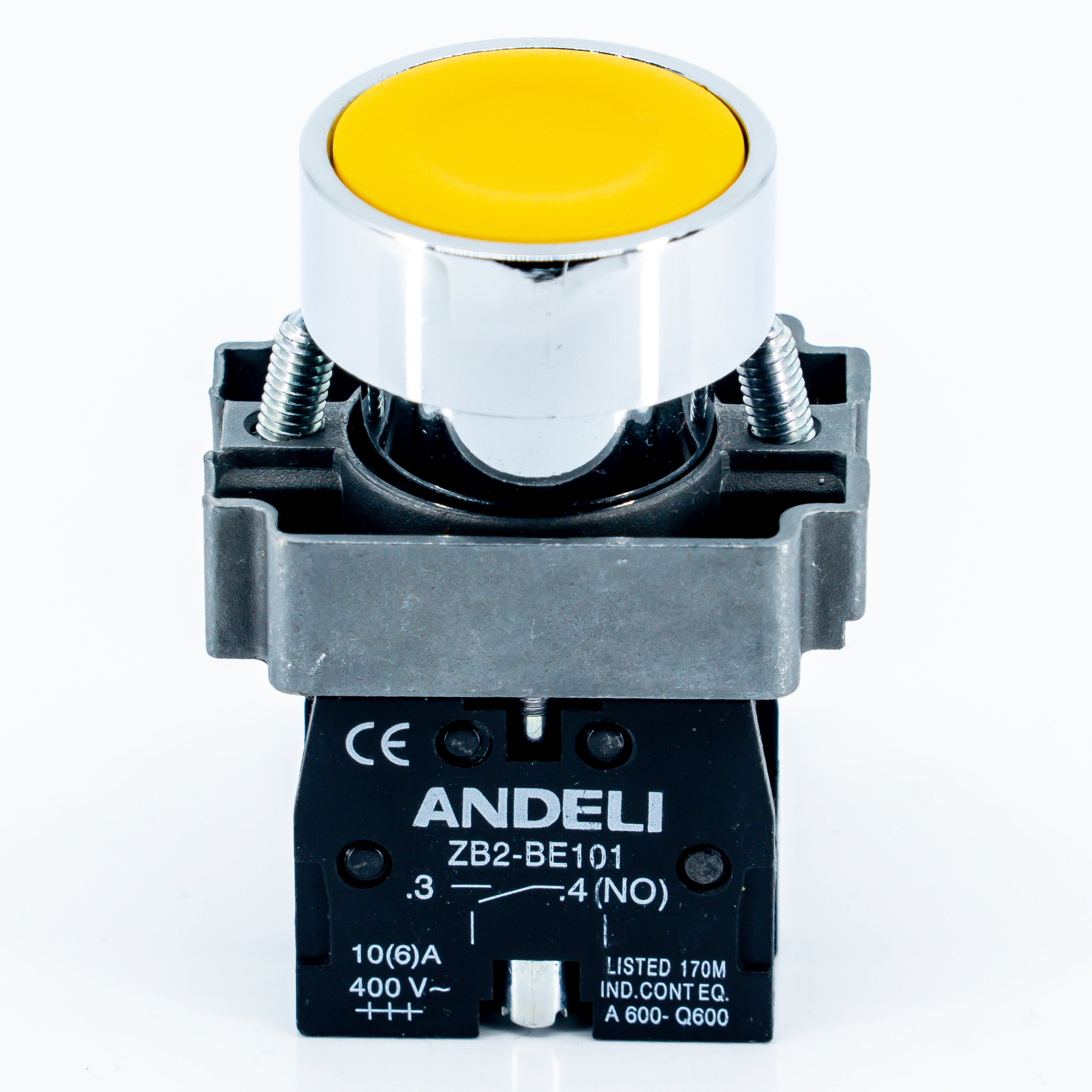 Botón pulsador, bastidor metálico