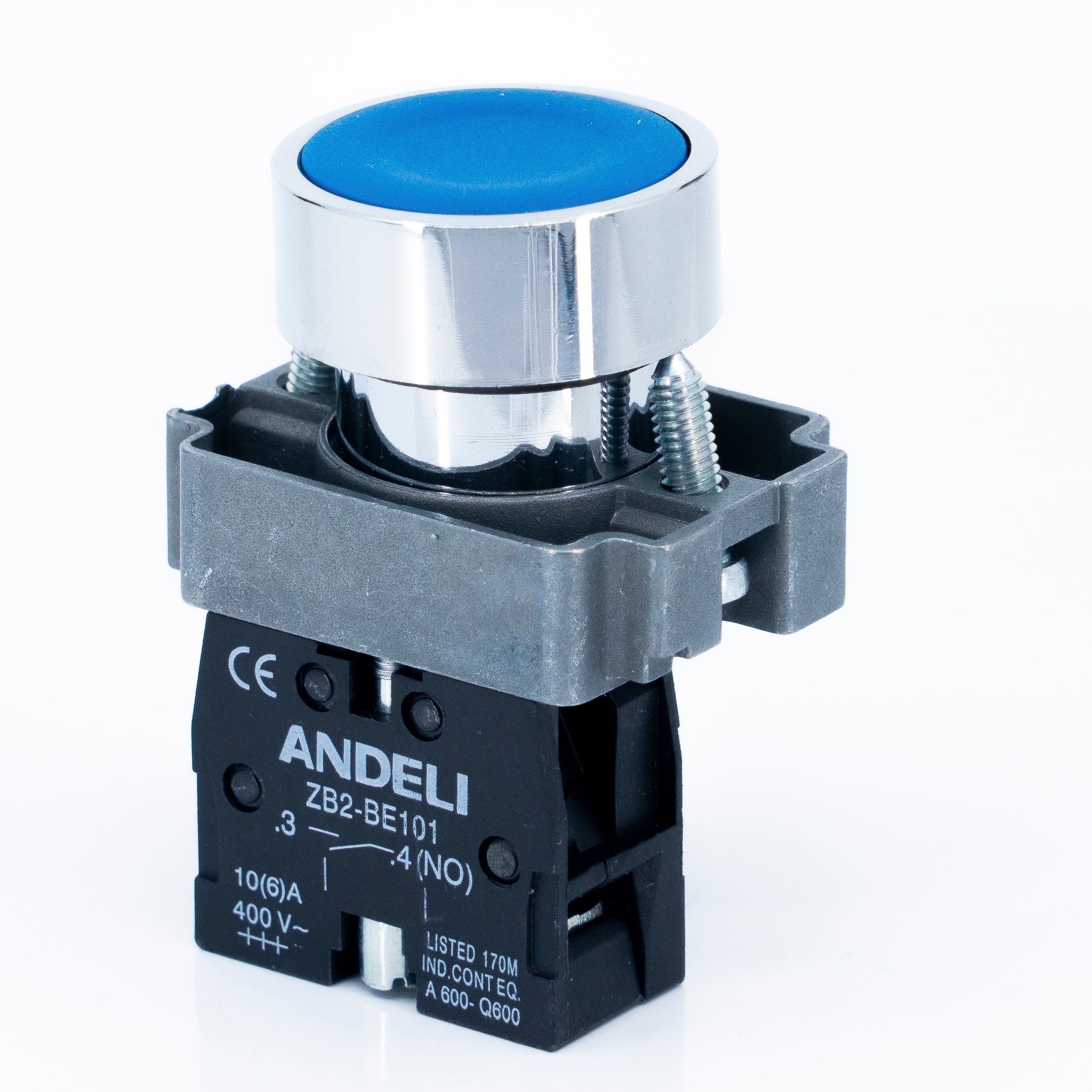 Botón pulsador, bastidor metálico