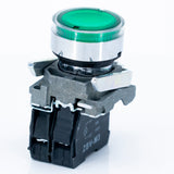 Botón pulsador iluminado, bastidor metálico