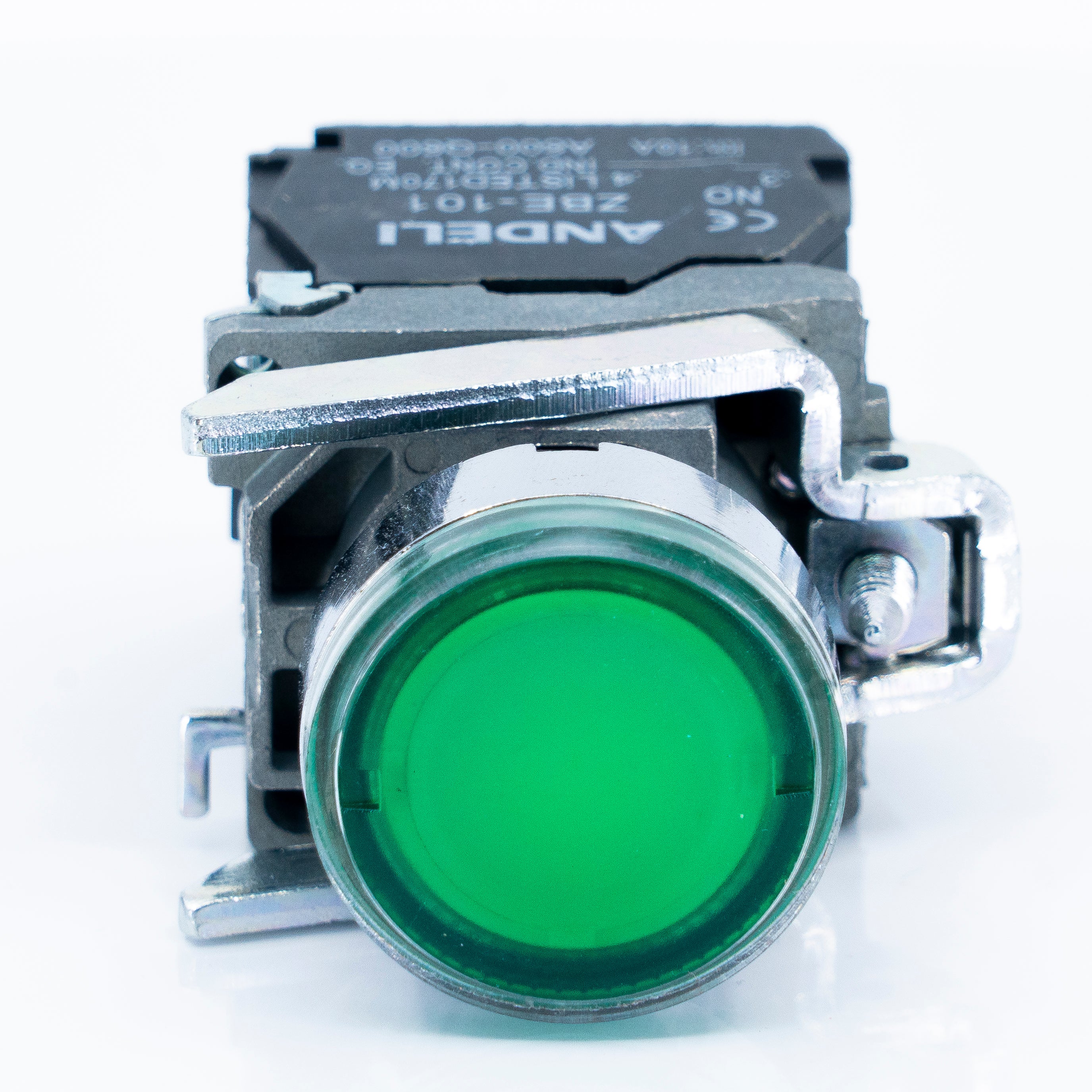 Botón pulsador iluminado, bastidor metálico