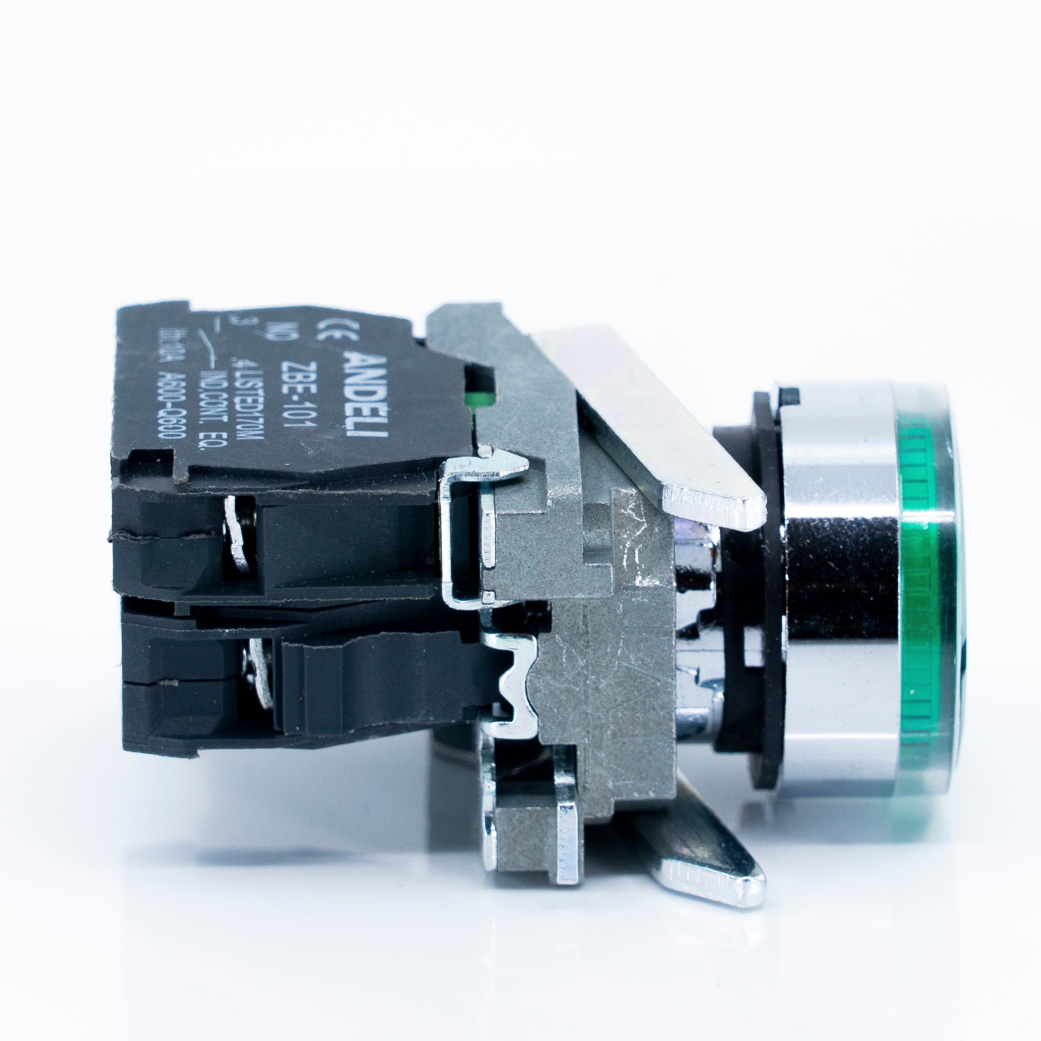 Botón pulsador iluminado, bastidor metálico