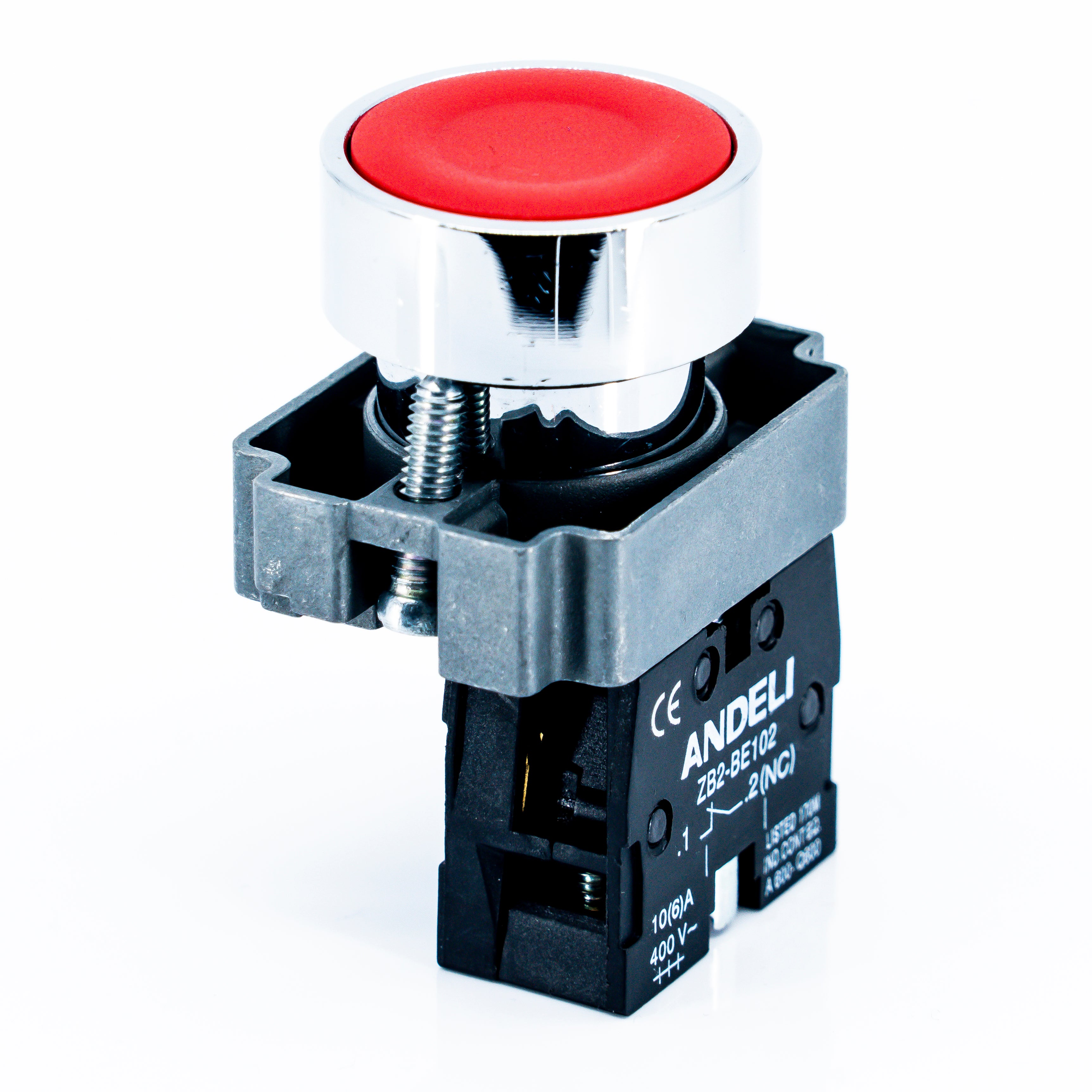 Botón pulsador, bastidor metálico