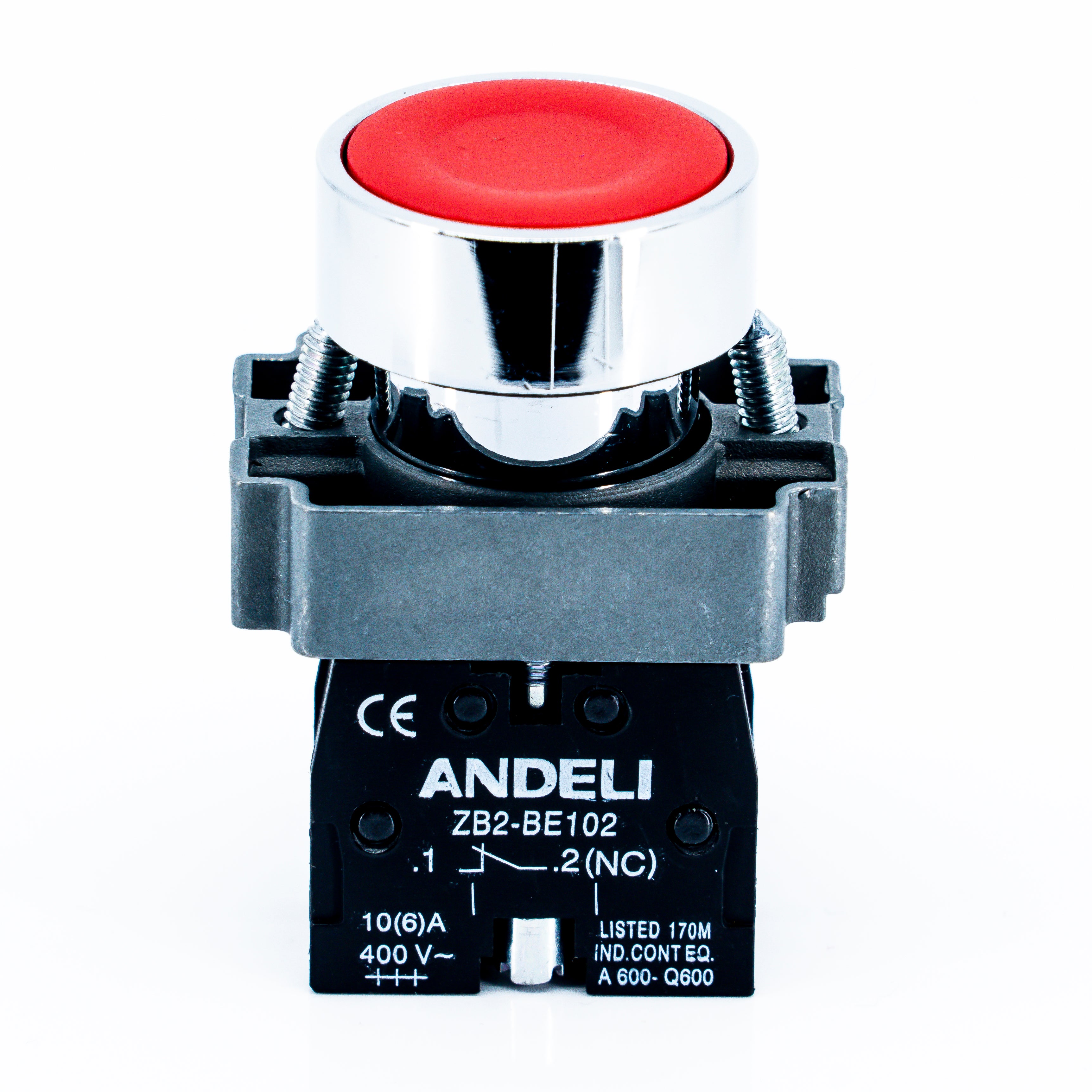 Botón pulsador, bastidor metálico