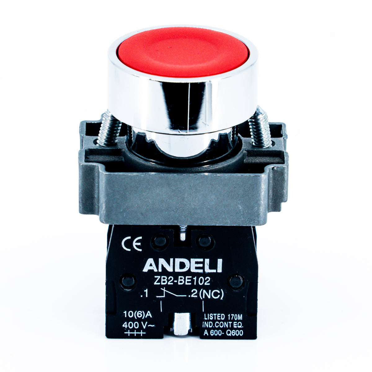 Botón pulsador, bastidor metálico