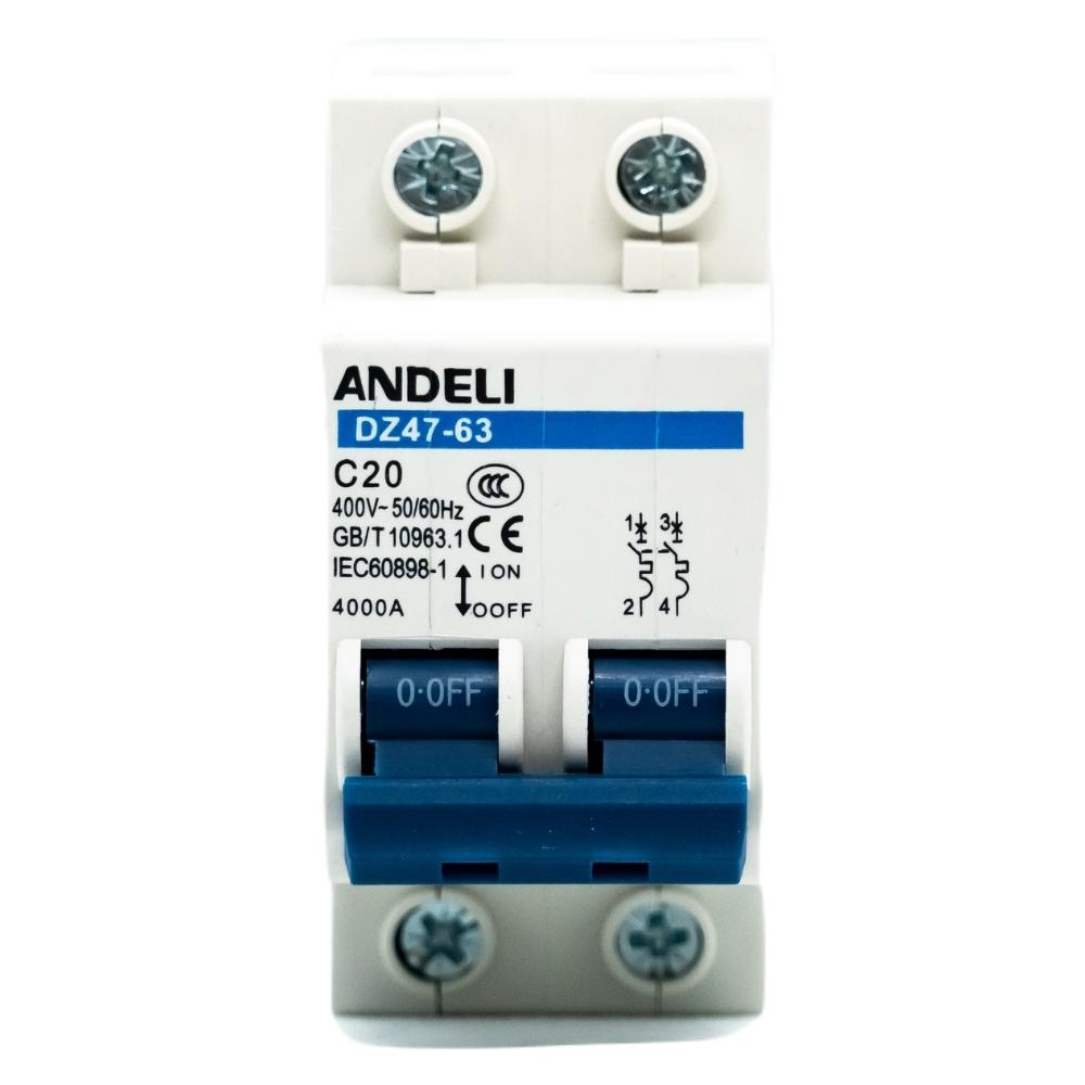 Interruptor termomagnético 2 polos para riel