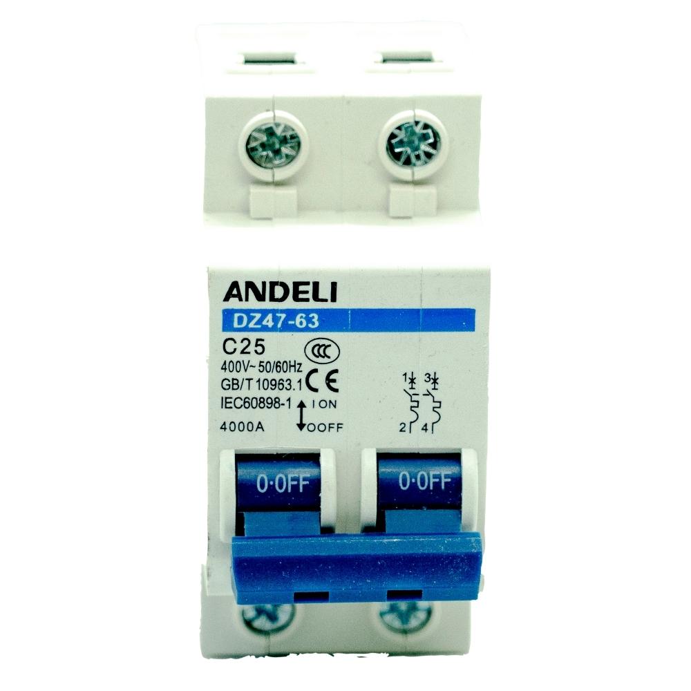 Interruptor termomagnético 2 polos para riel