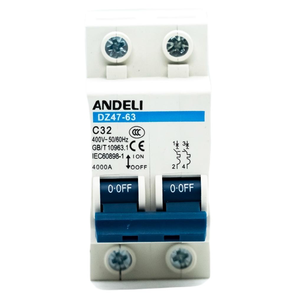 Interruptor termomagnético 2 polos para riel