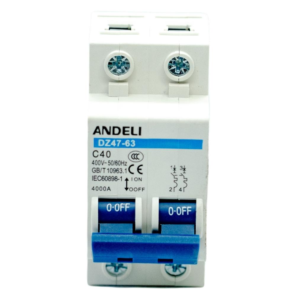 Interruptor termomagnético 2 polos para riel