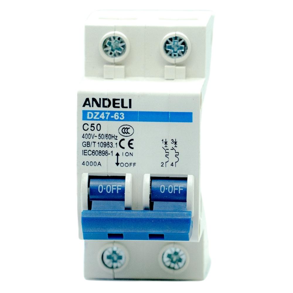 Interruptor termomagnético 2 polos para riel