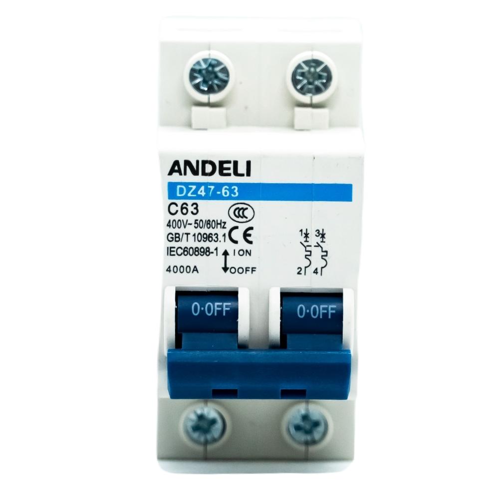 Interruptor termomagnético 2 polos para riel