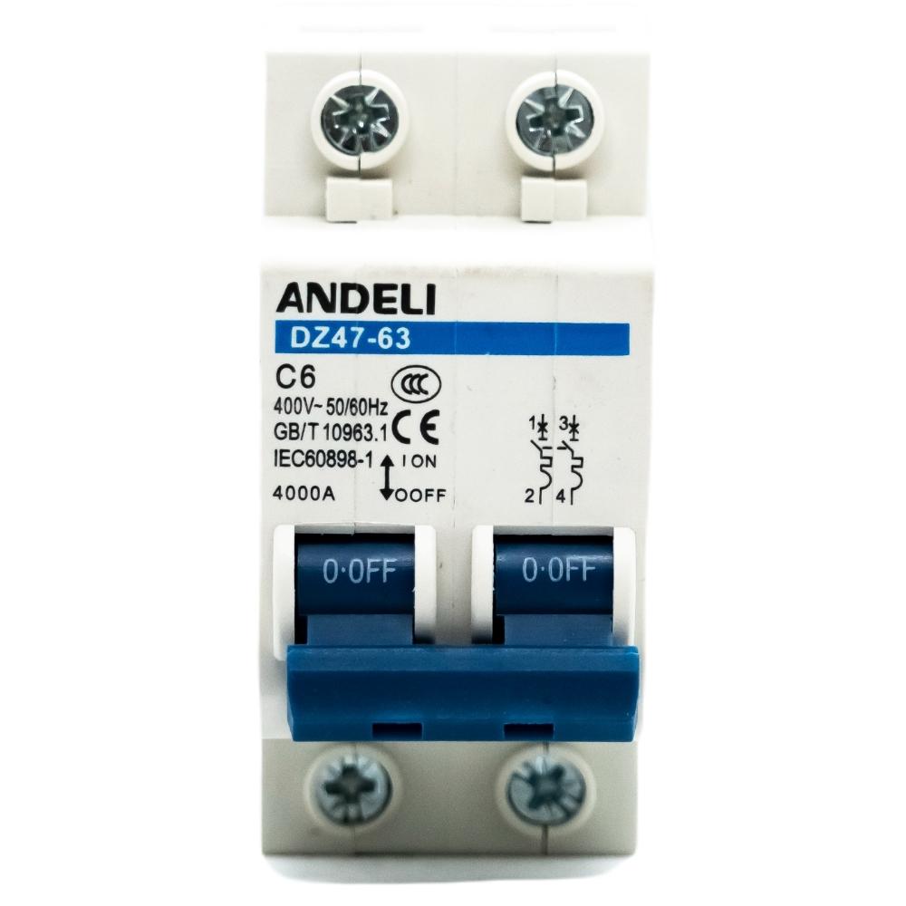 Interruptor termomagnético 2 polos para riel