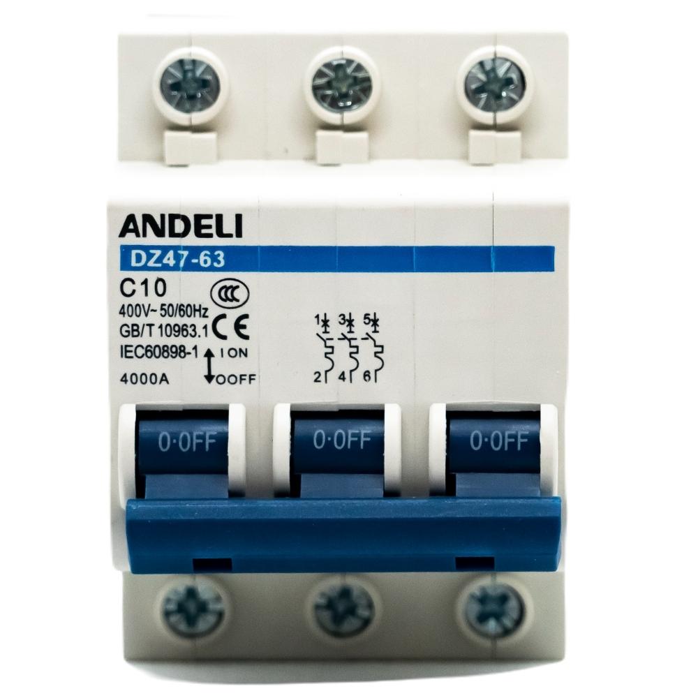 Interruptor termomagnético 3 polos para riel